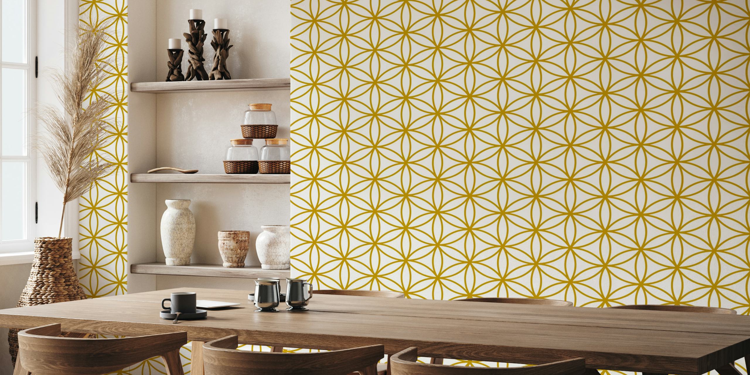 Flower of Life hellig geometri wallpaper i et rom