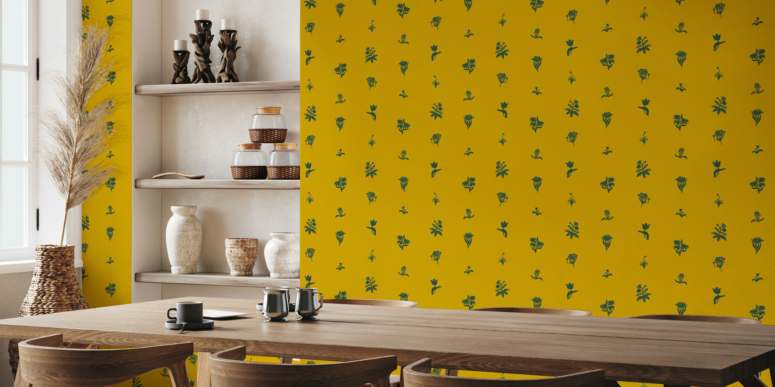 Tapeta Sparse floral citrine w pokoju