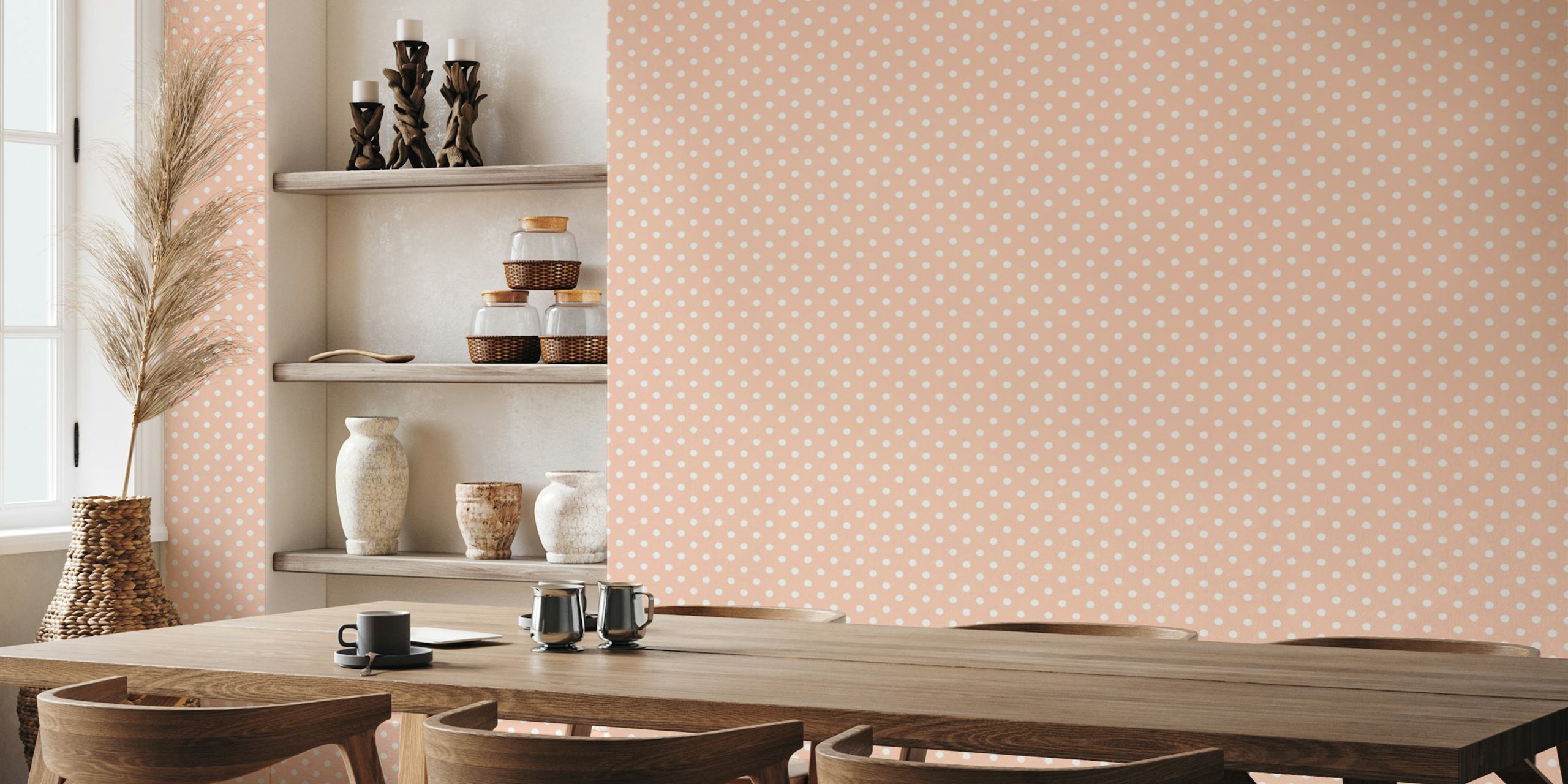 Polka dots wallpaper in a room setting