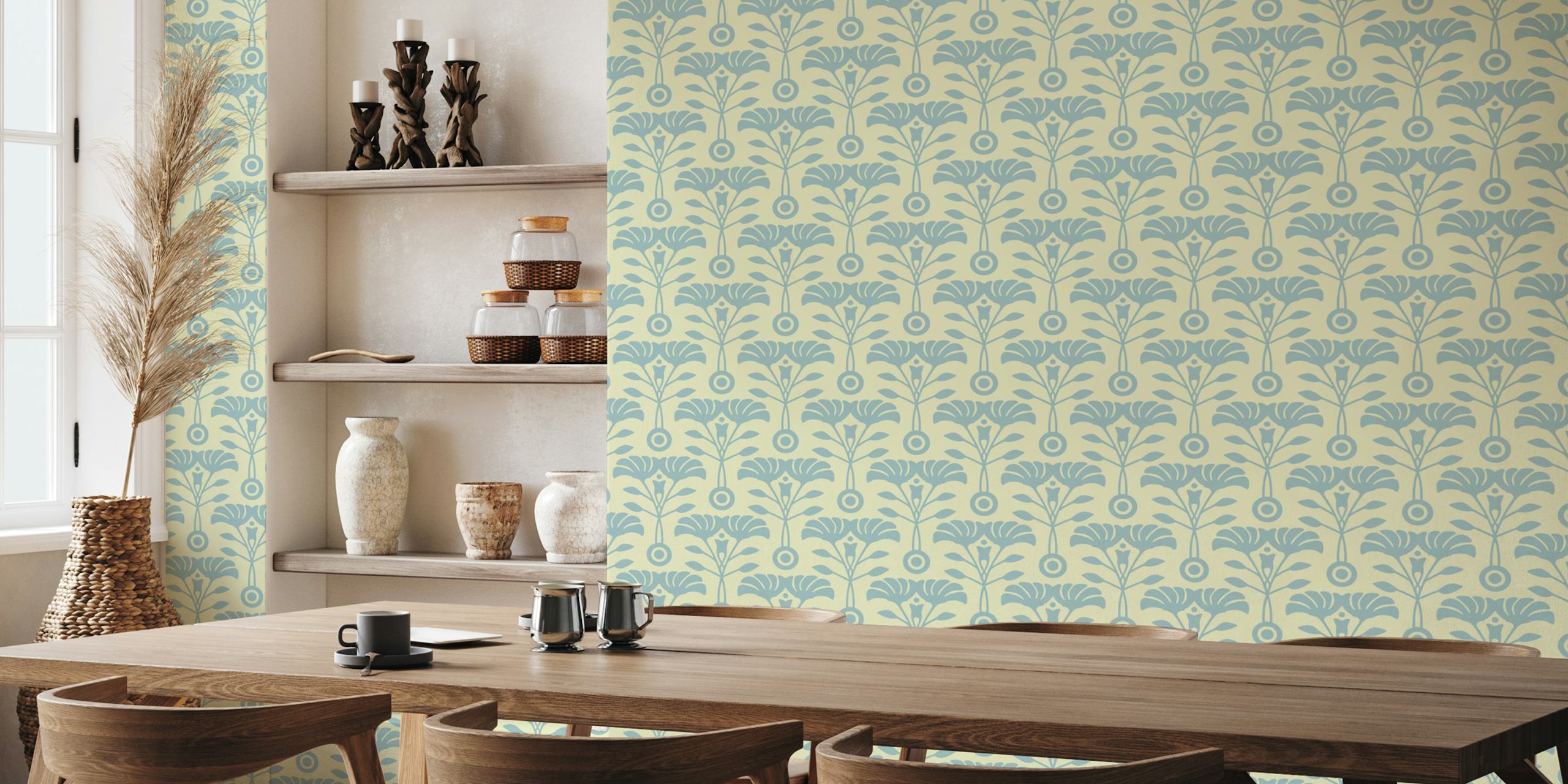 Floral cream Tapete in einem Raumsetting