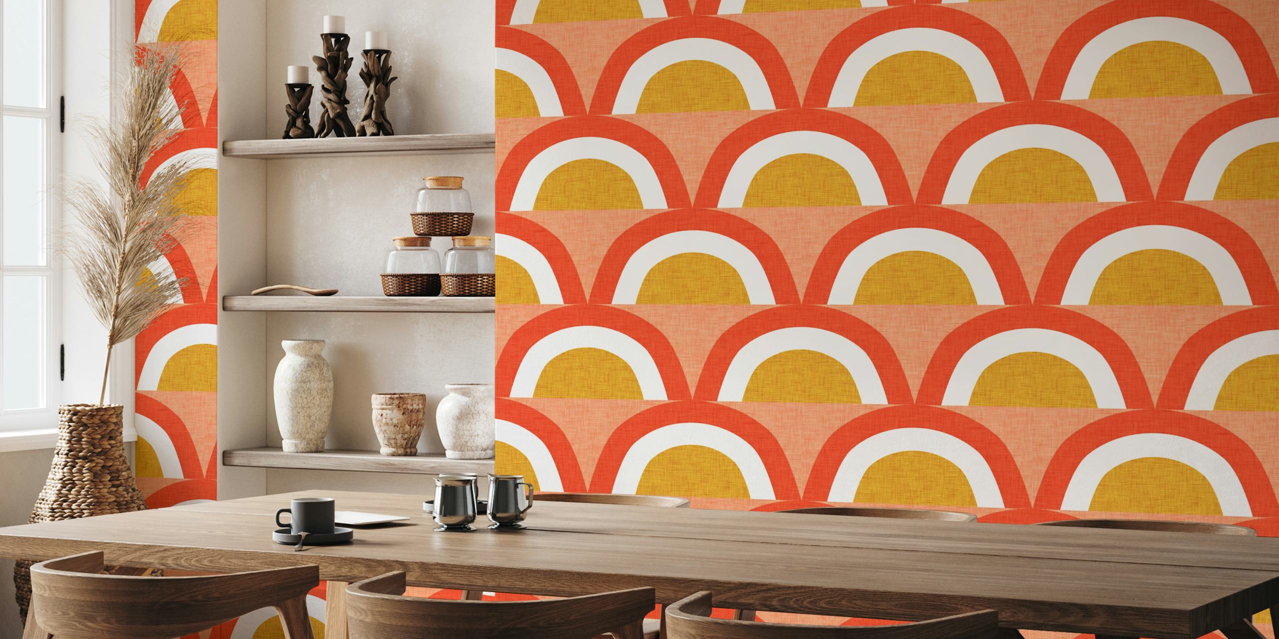 Mid Mod Rainbow Magic Yellow wallpaper in a room