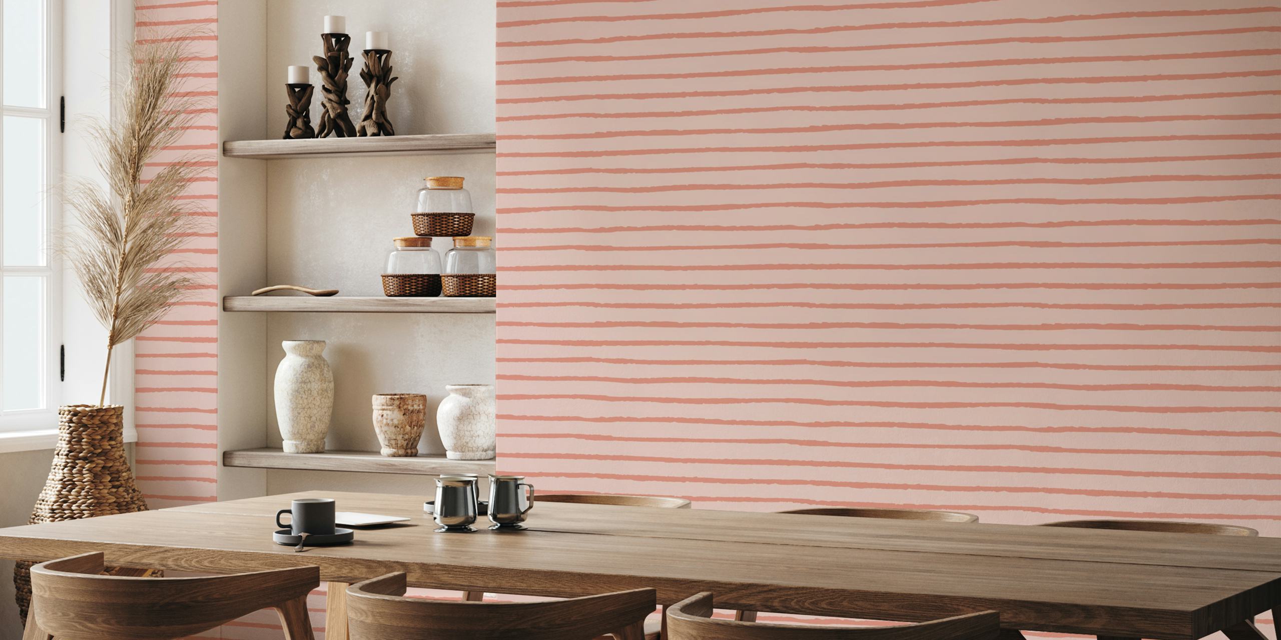 Abstract Stripes_peach Tapete in einem Raum
