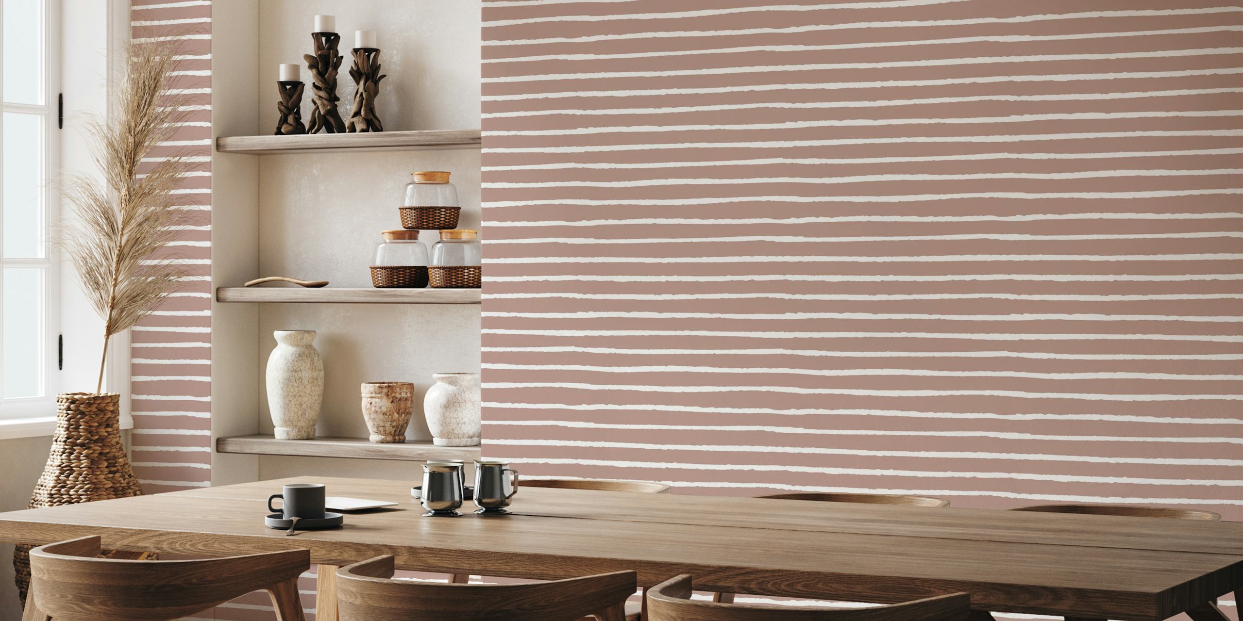 Abstract brown stripes wallpaper in a room