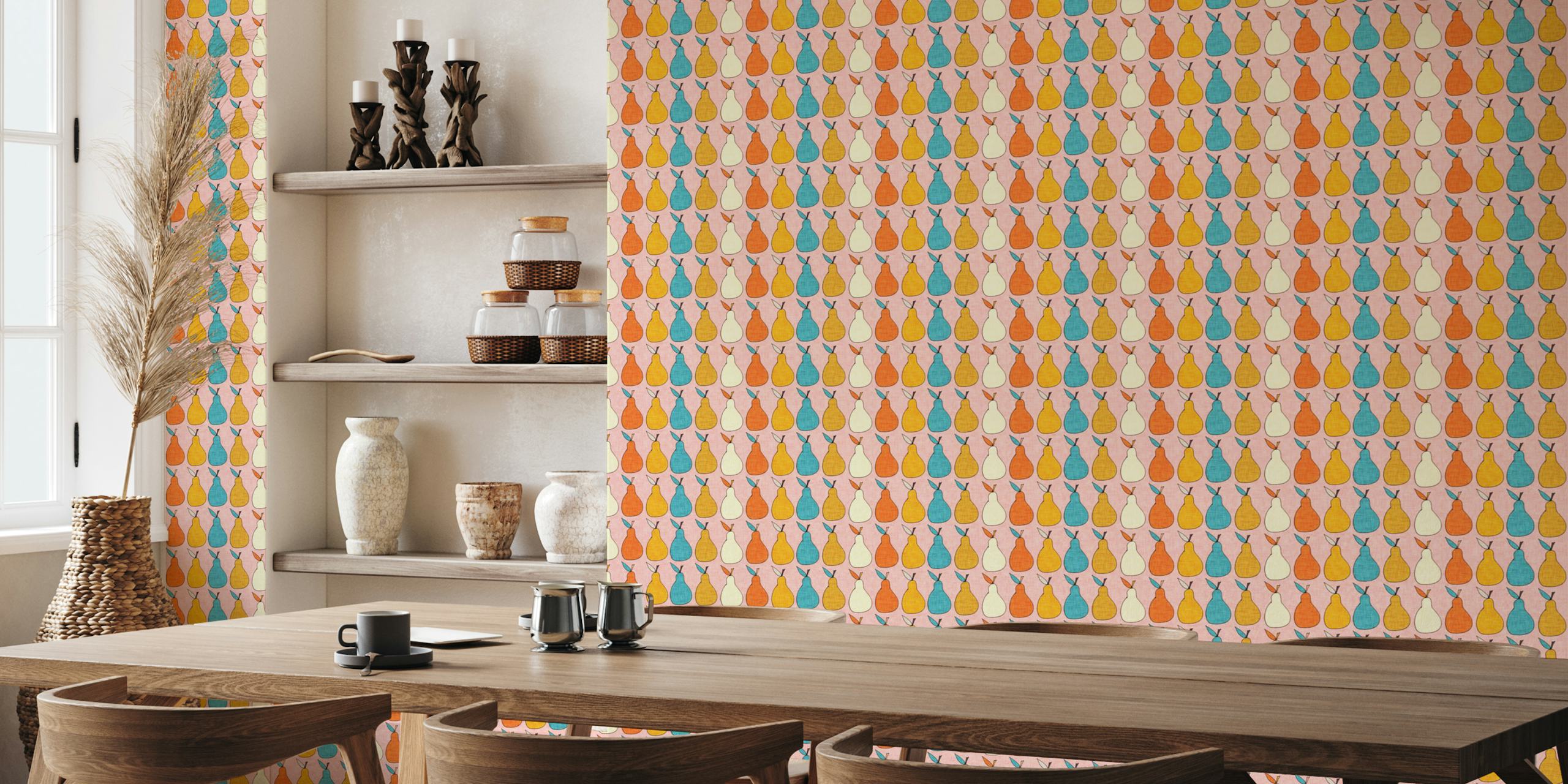 Pear fruit pink wallpaper design