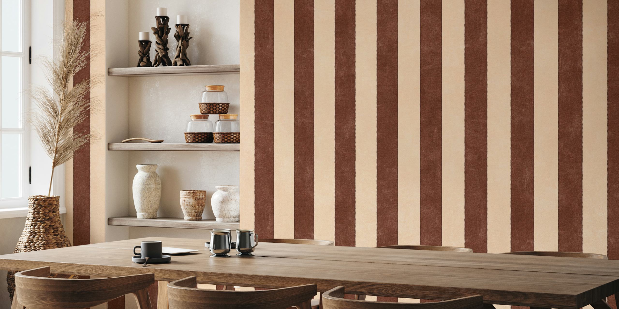 Stripes 001 M - Cacao tapet i interiørinnstilling