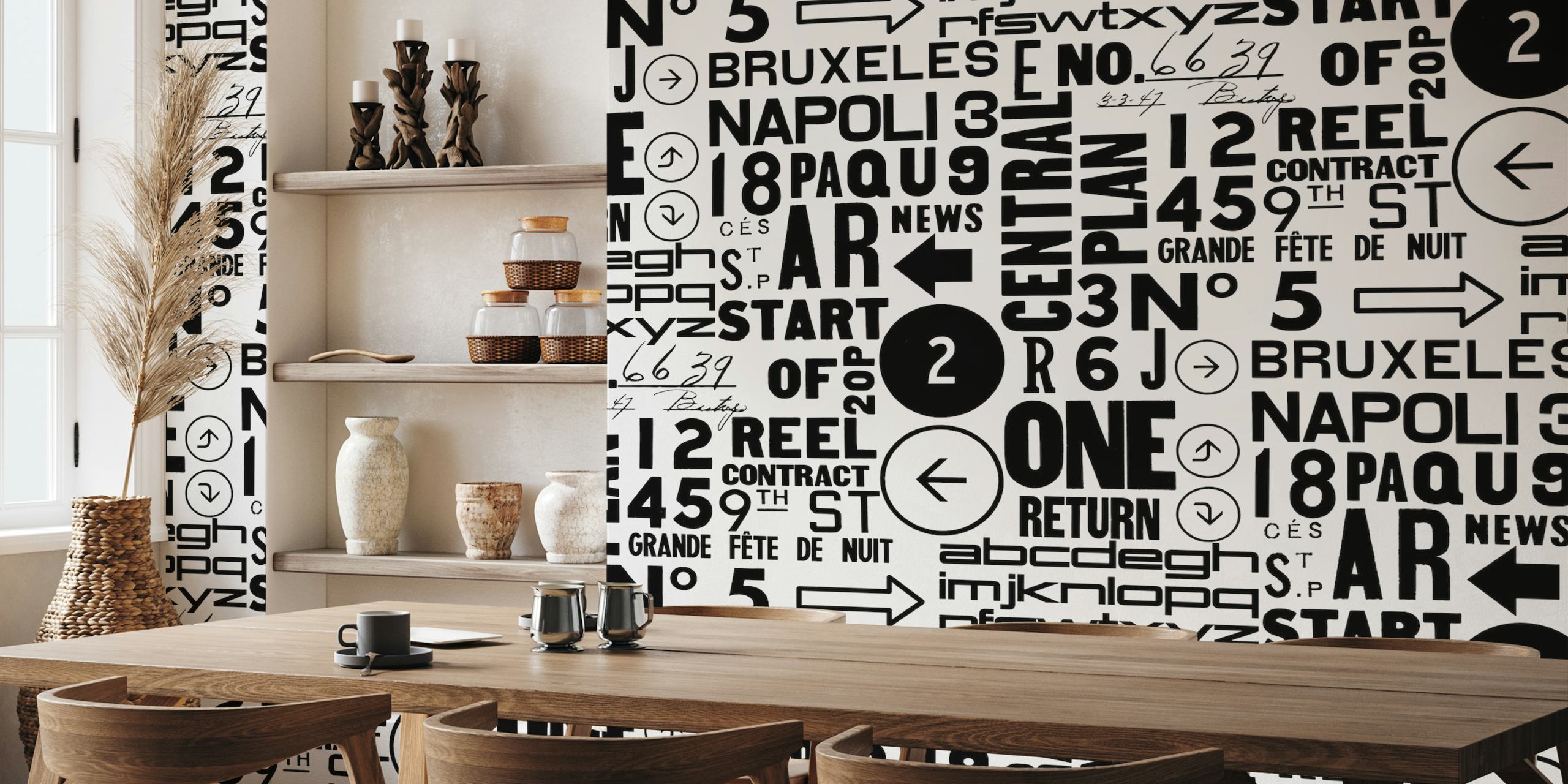 Urban Typography black och white tapetdesign