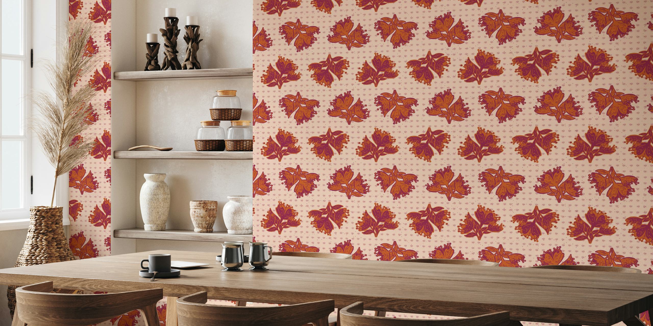 Painted Petals wallpaper in a room setting
