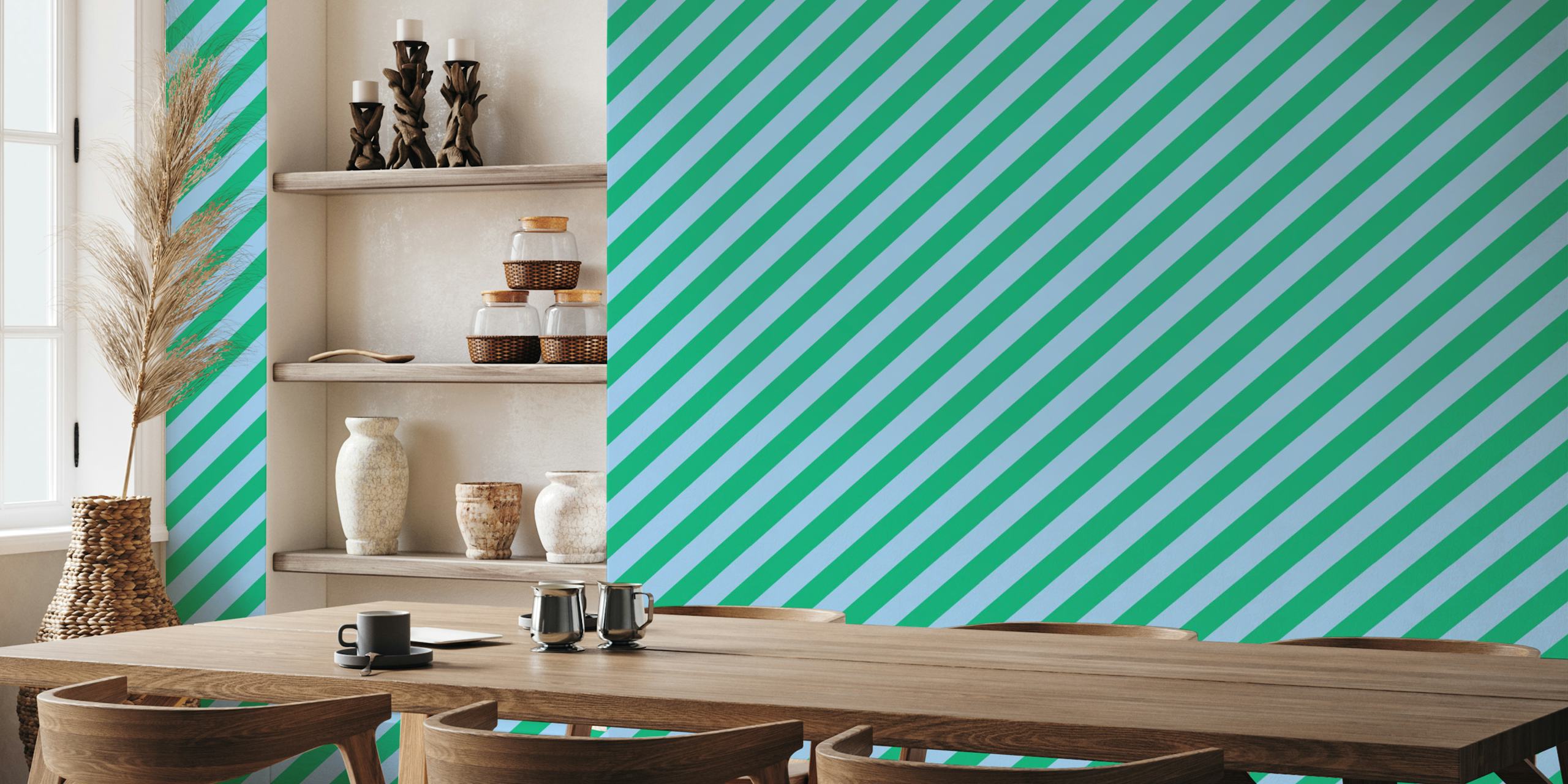 Blue and green diagonal stripes w stylowym pokoju