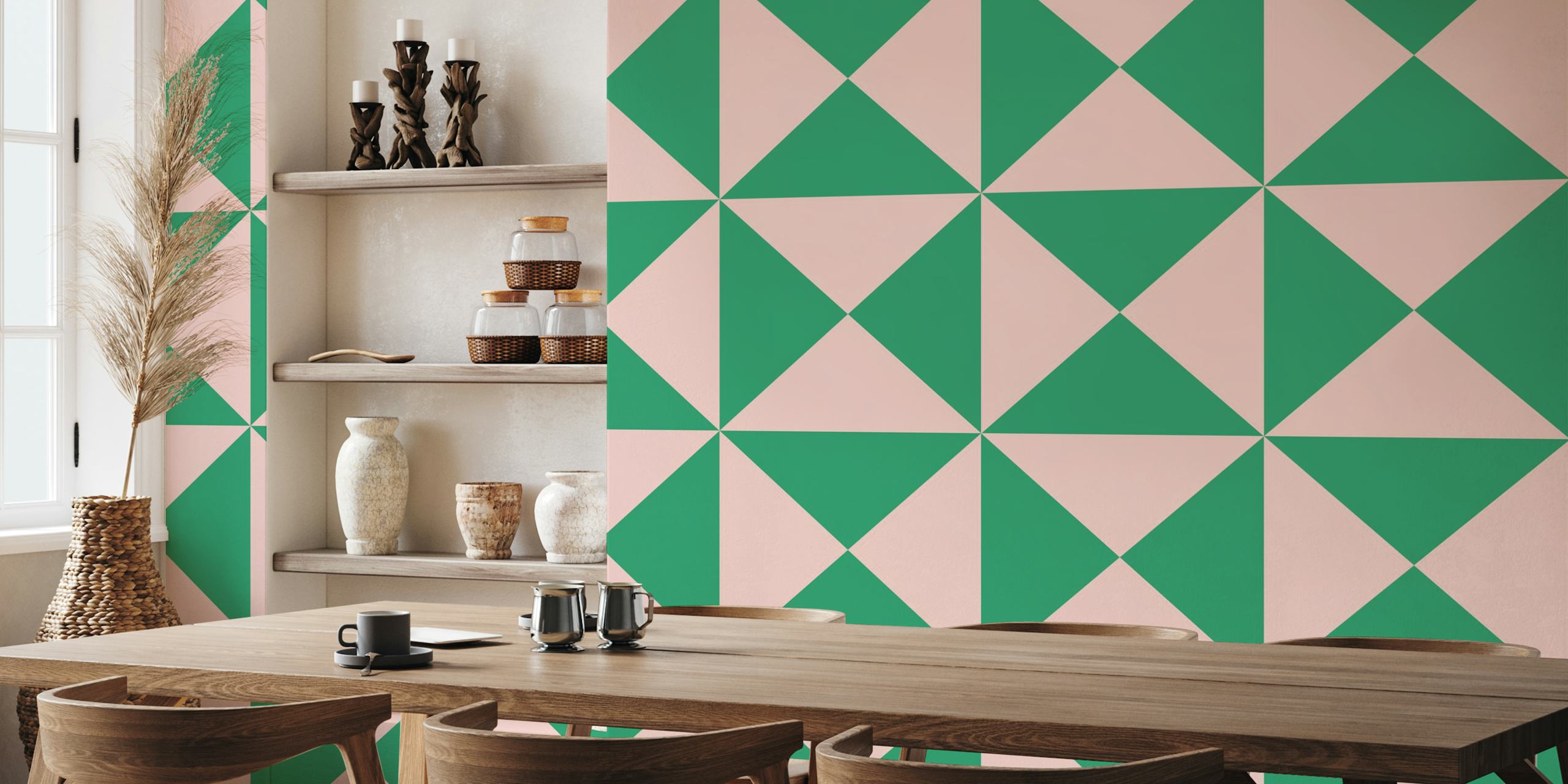 Pink and Green Triangles -tapetti huoneessa