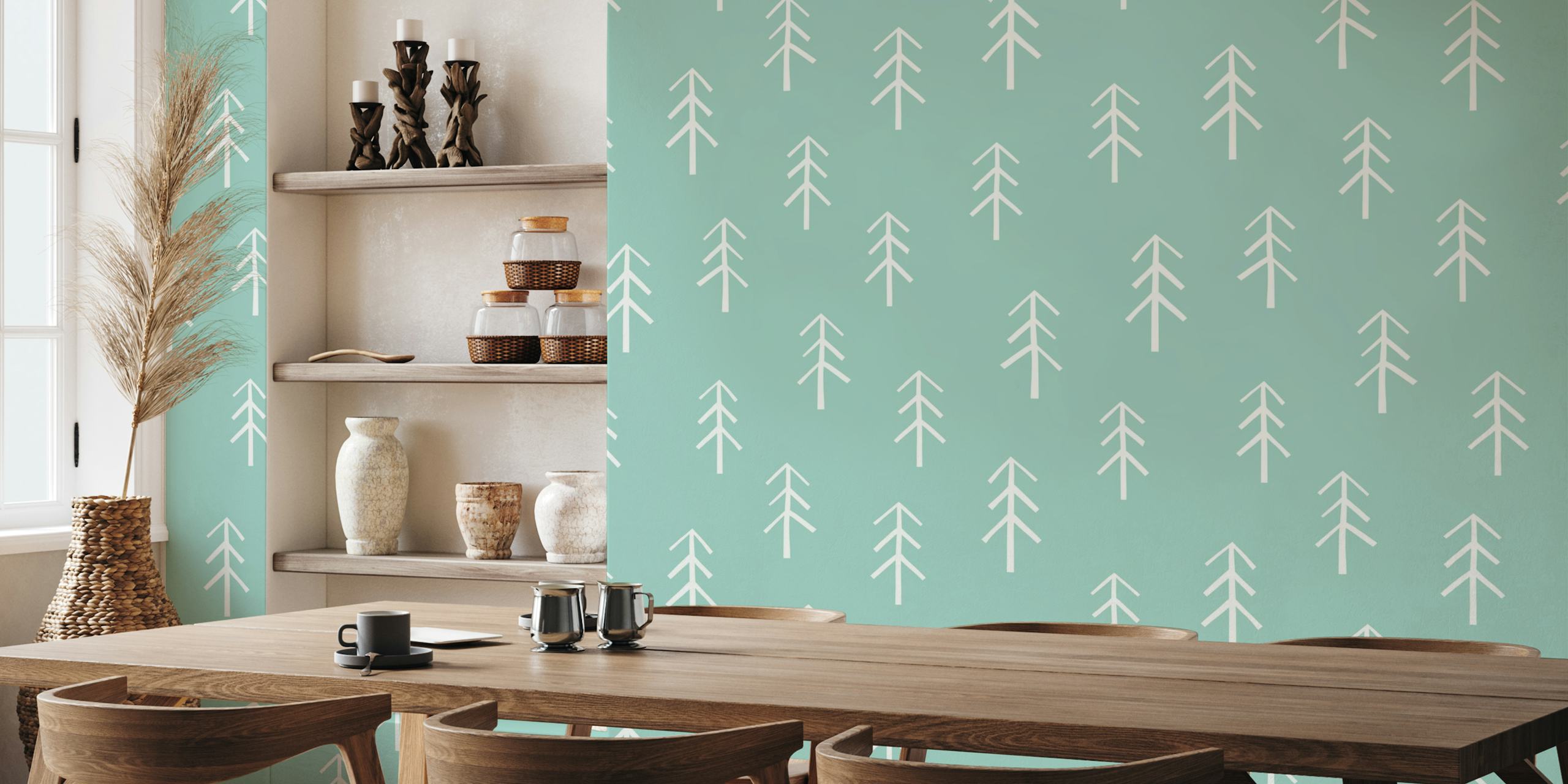 Forest light turquoise wallpaper design
