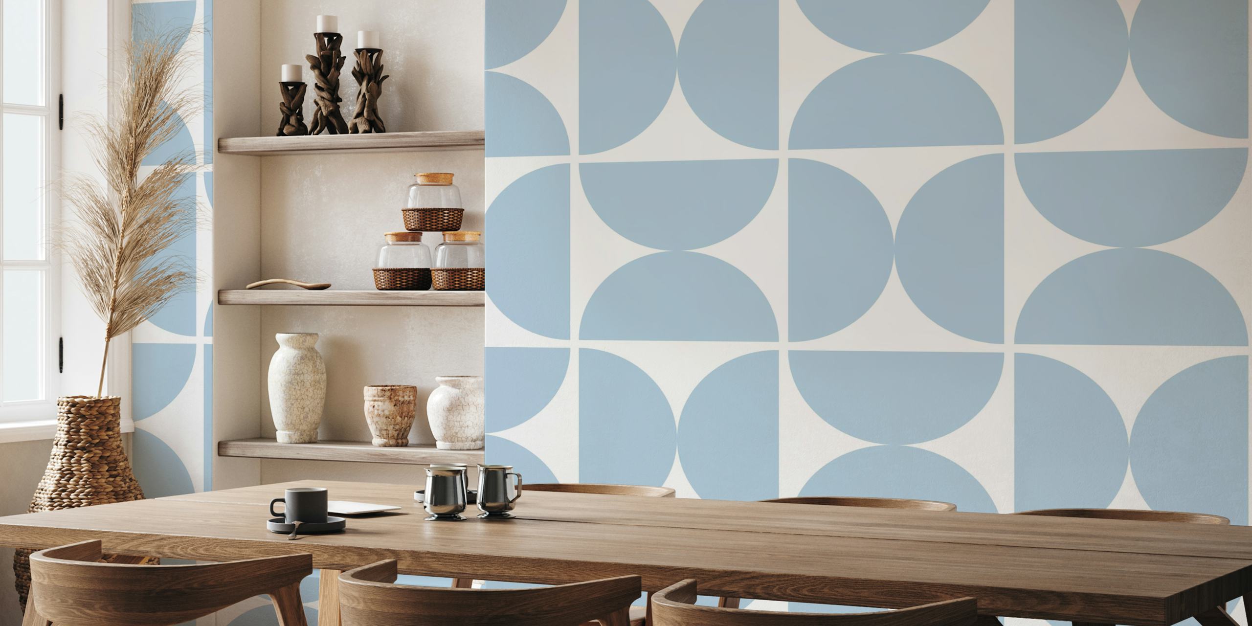 Semicircles - Air Blue and White tapeta u sobi