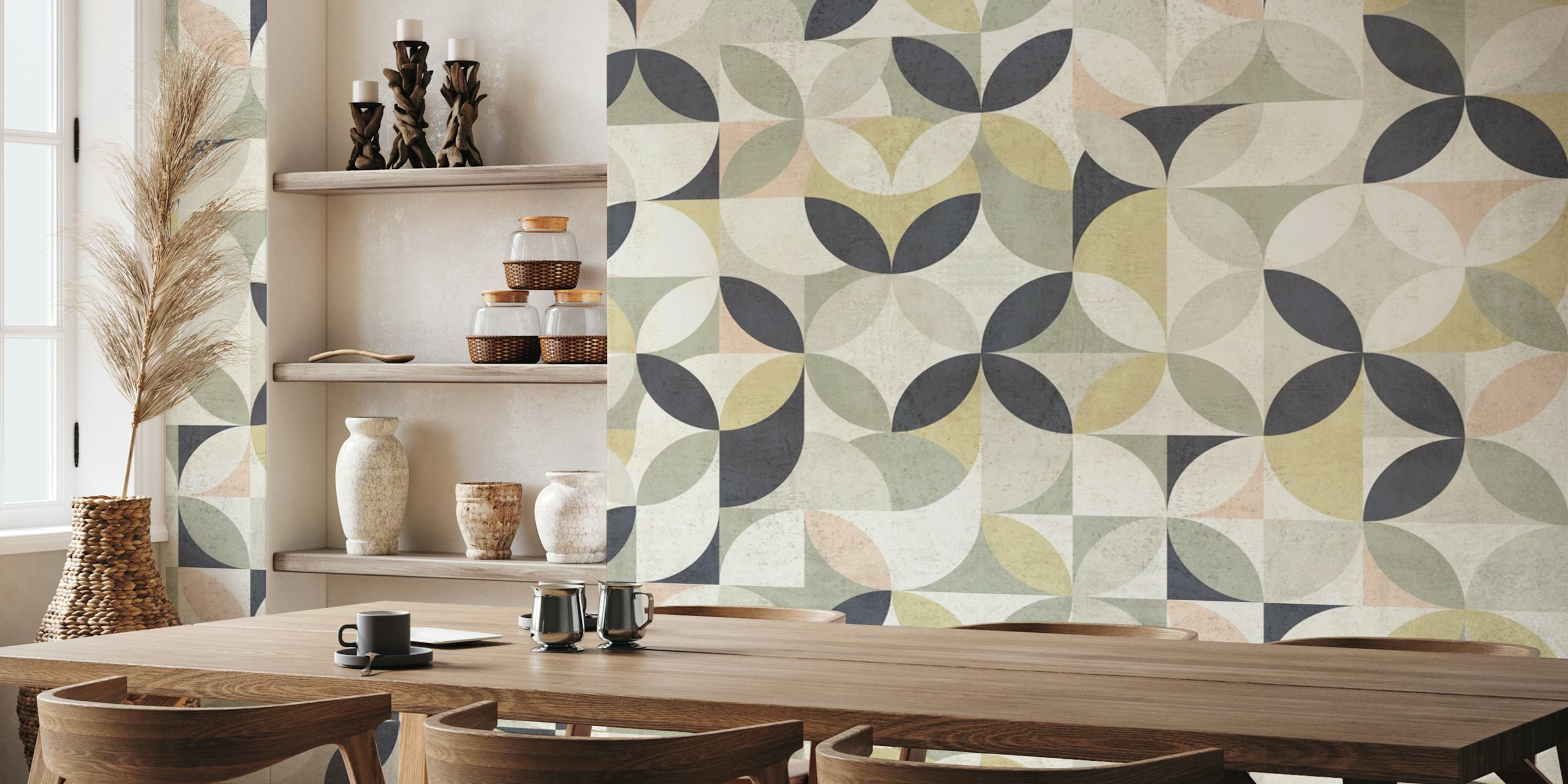Modern Bauhaus wallpaper i ett rum