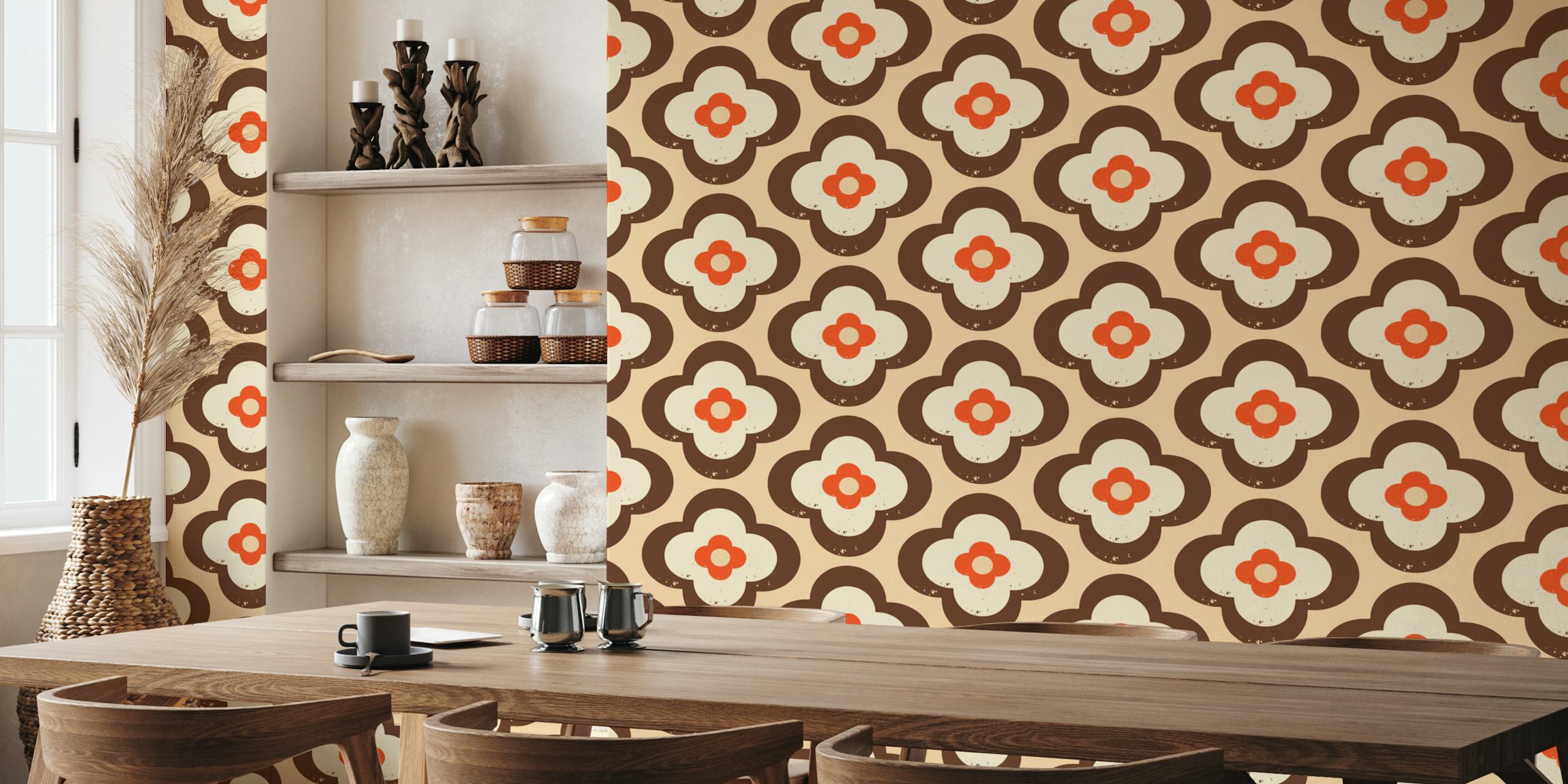 Design de papier peint floral dans une pièce