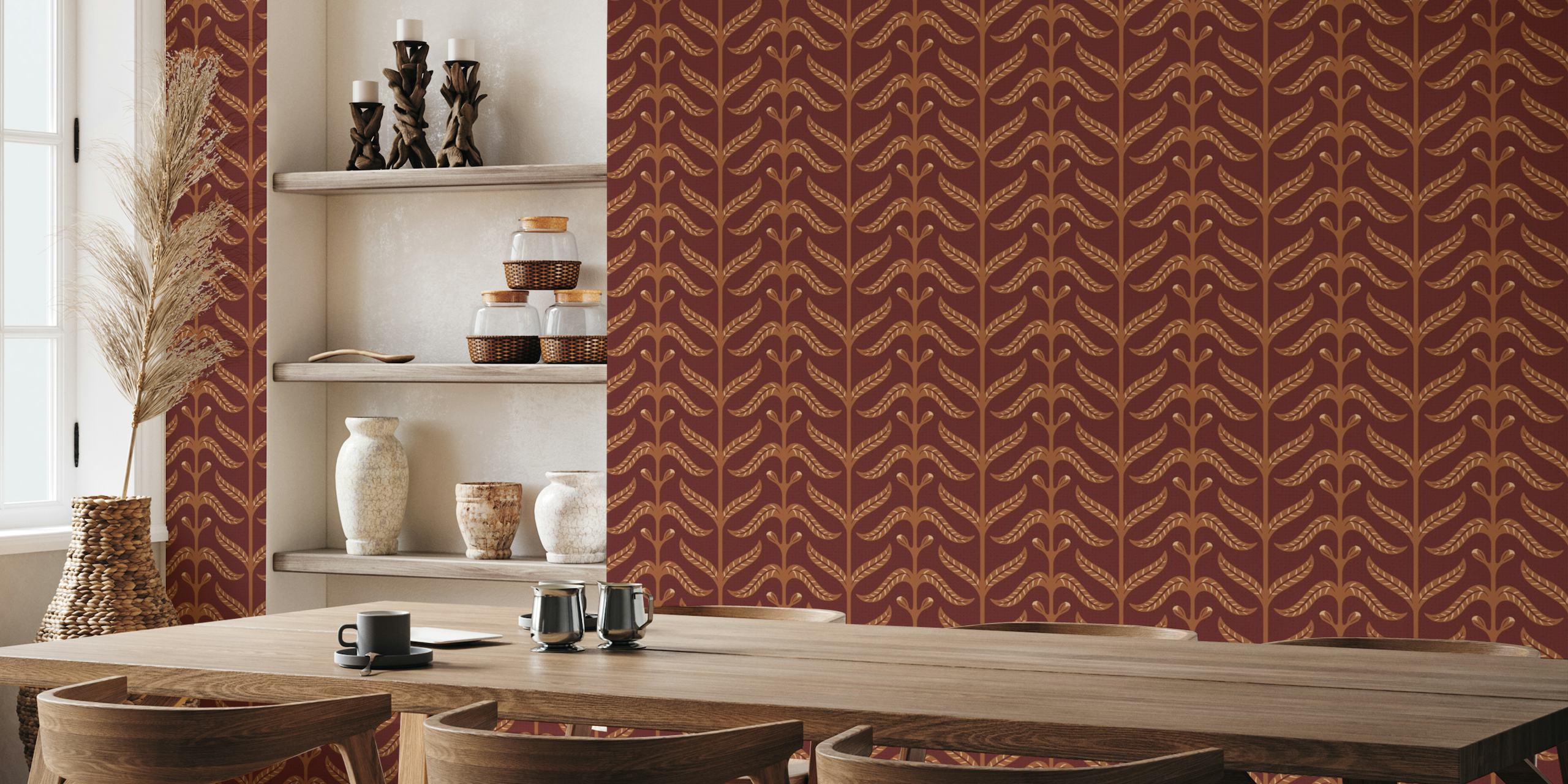 Natural coordinate wine red wallpaper