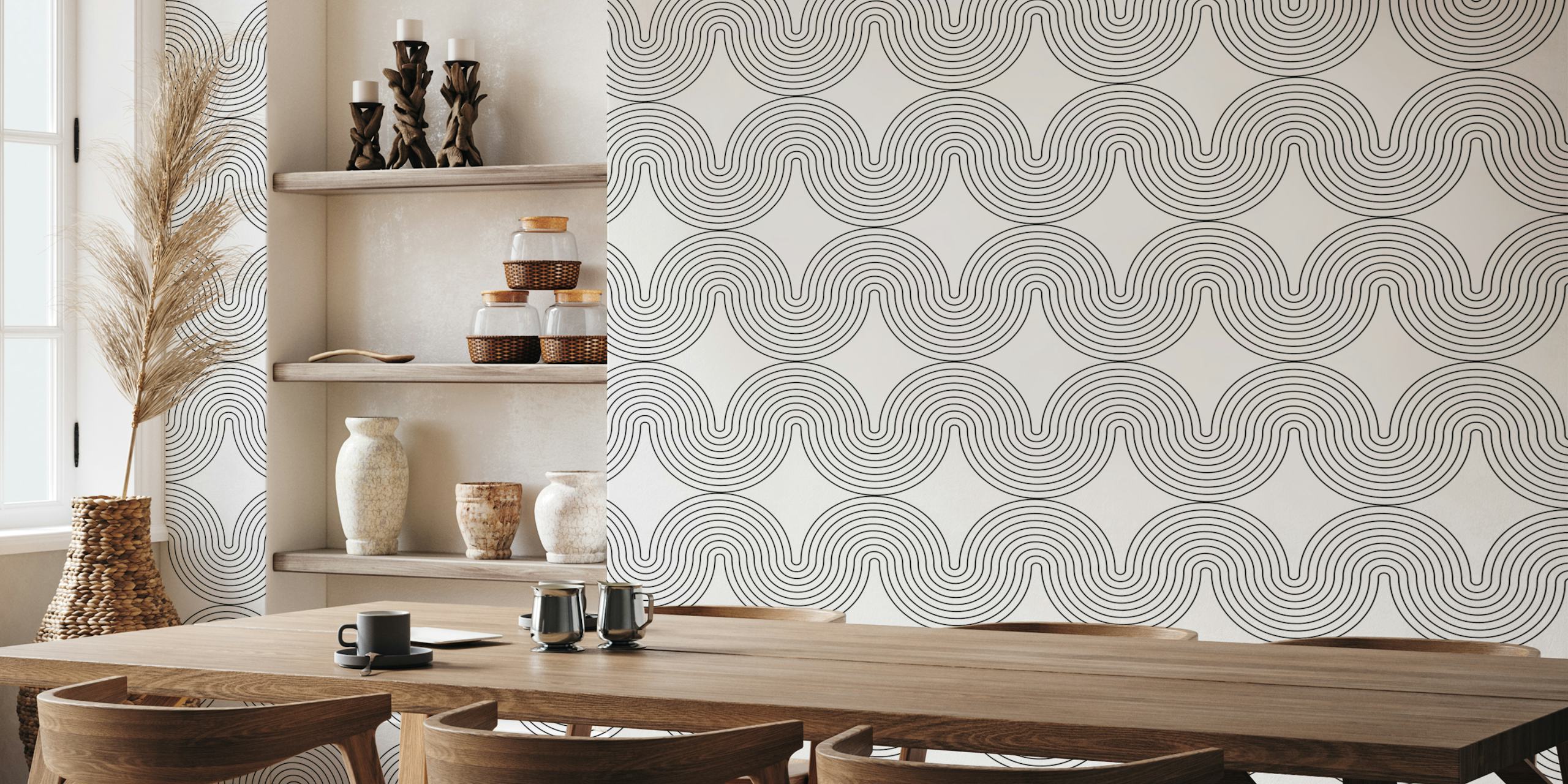 Retro Arch Rainbow in Black and White wallpaper