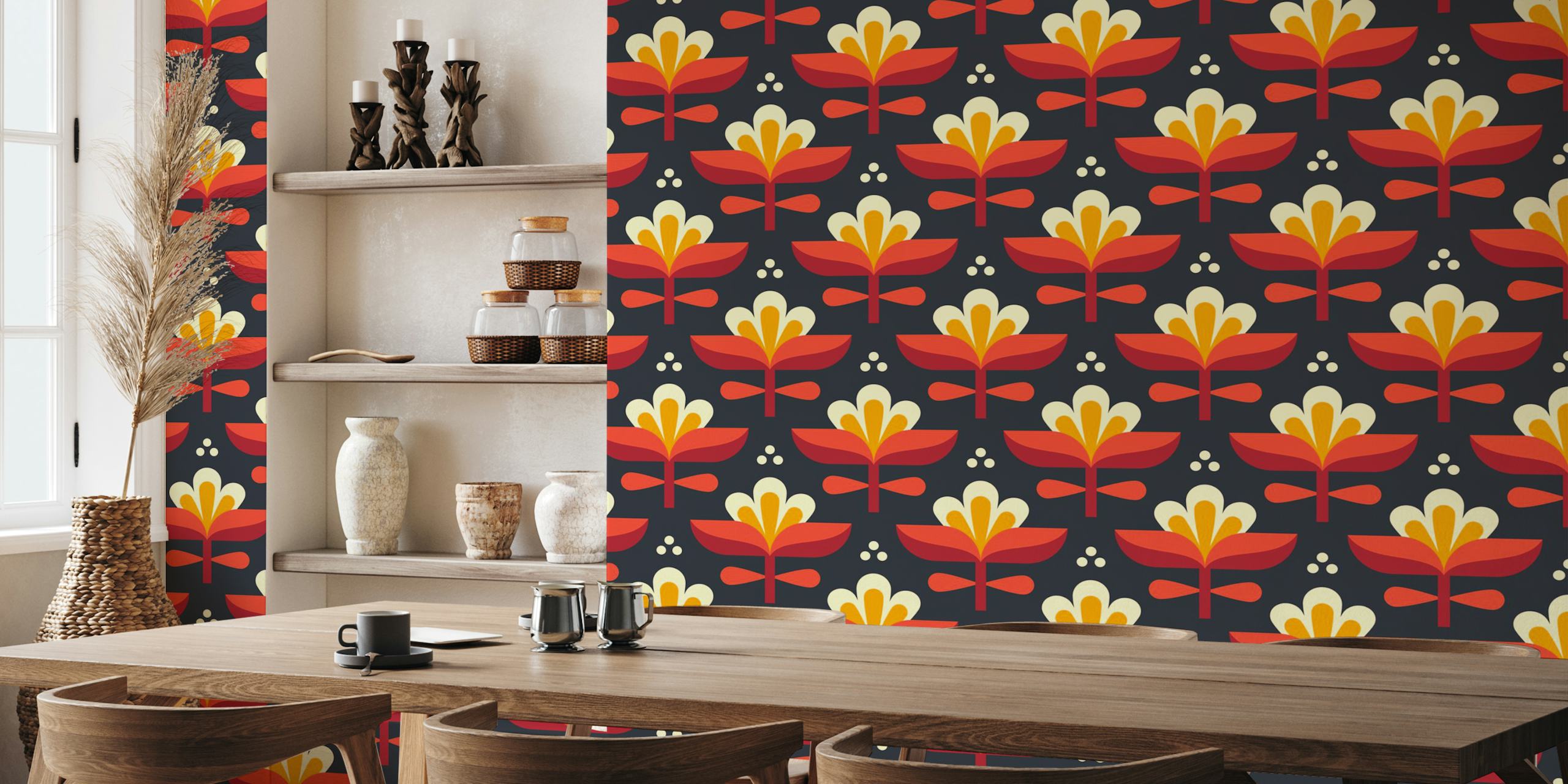 Vibrant retro blossoms tapeta v pokoji