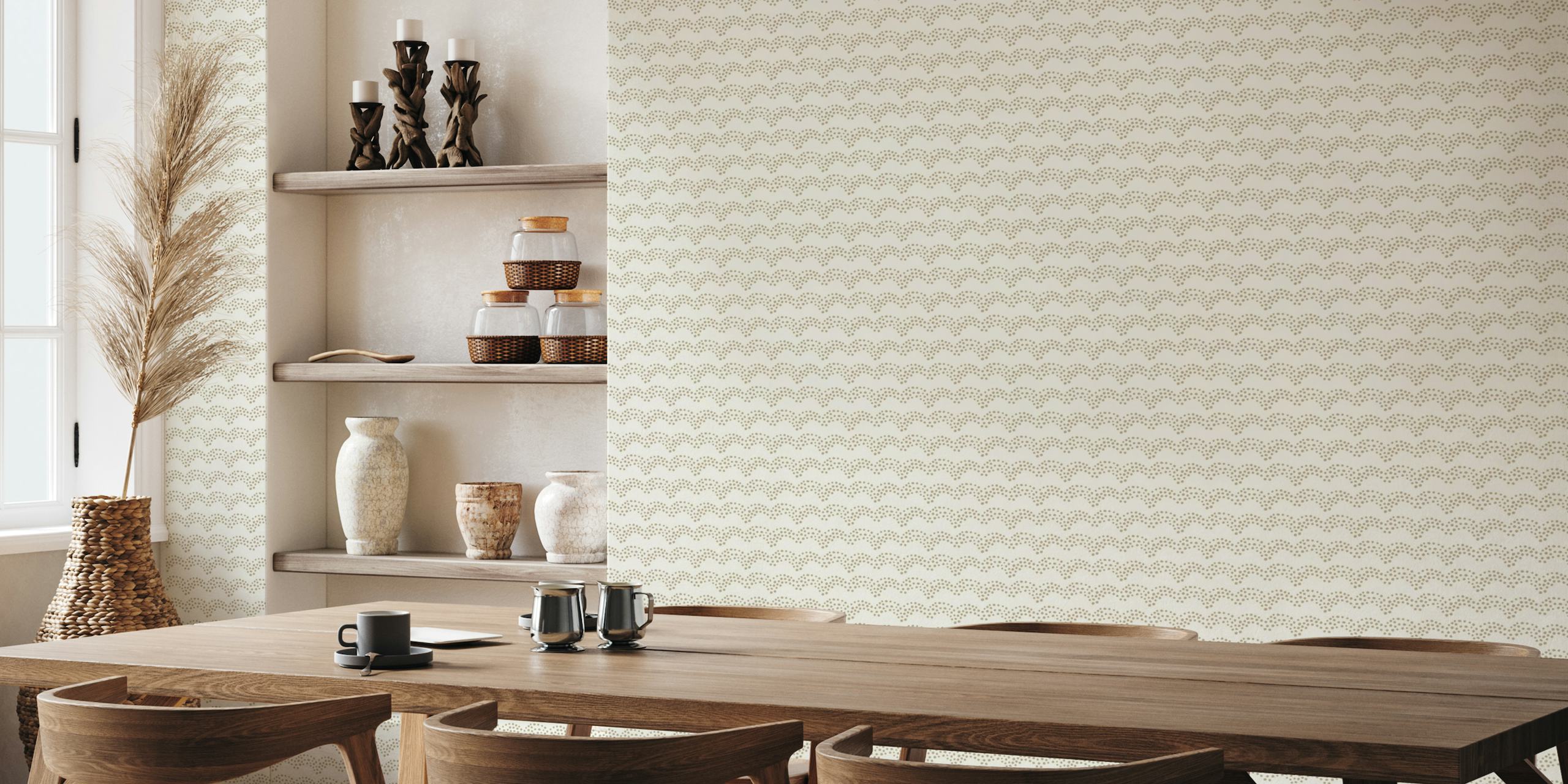 Dotted waves / Sand on beige wallpaper