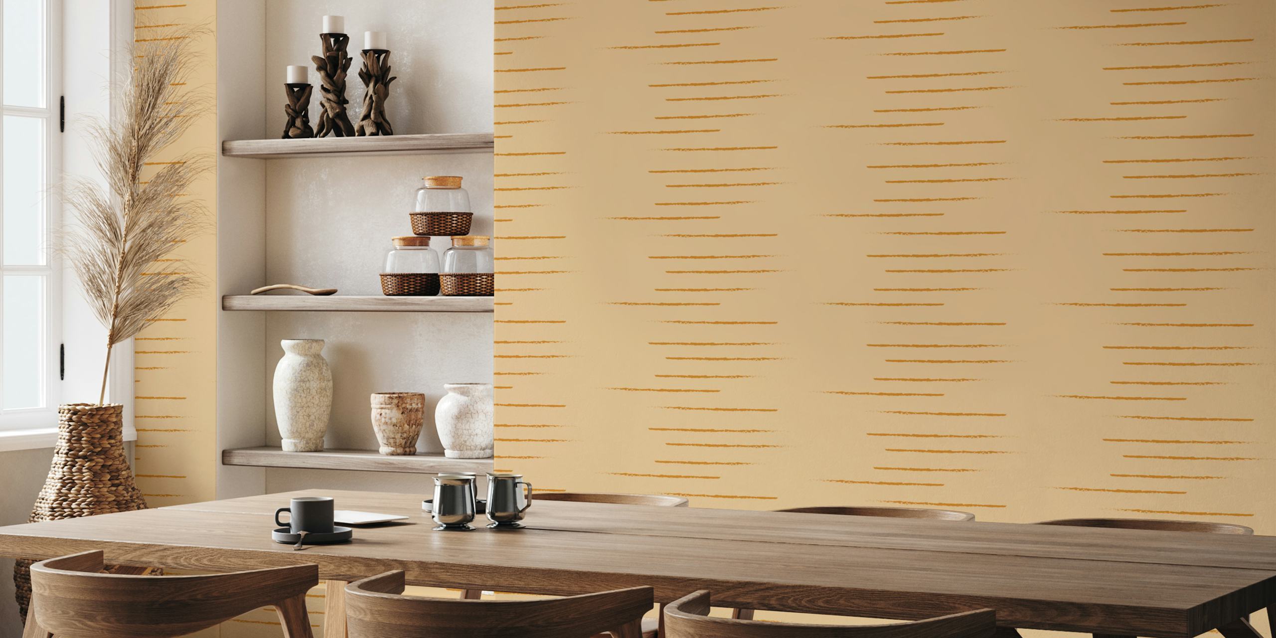 tapeta Warm Minimalism Stripe Tan Mustard