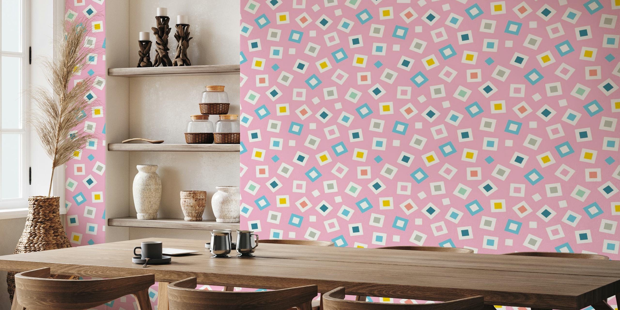 TINKLE Abstract Geometric Square Toss Pink wallpaper