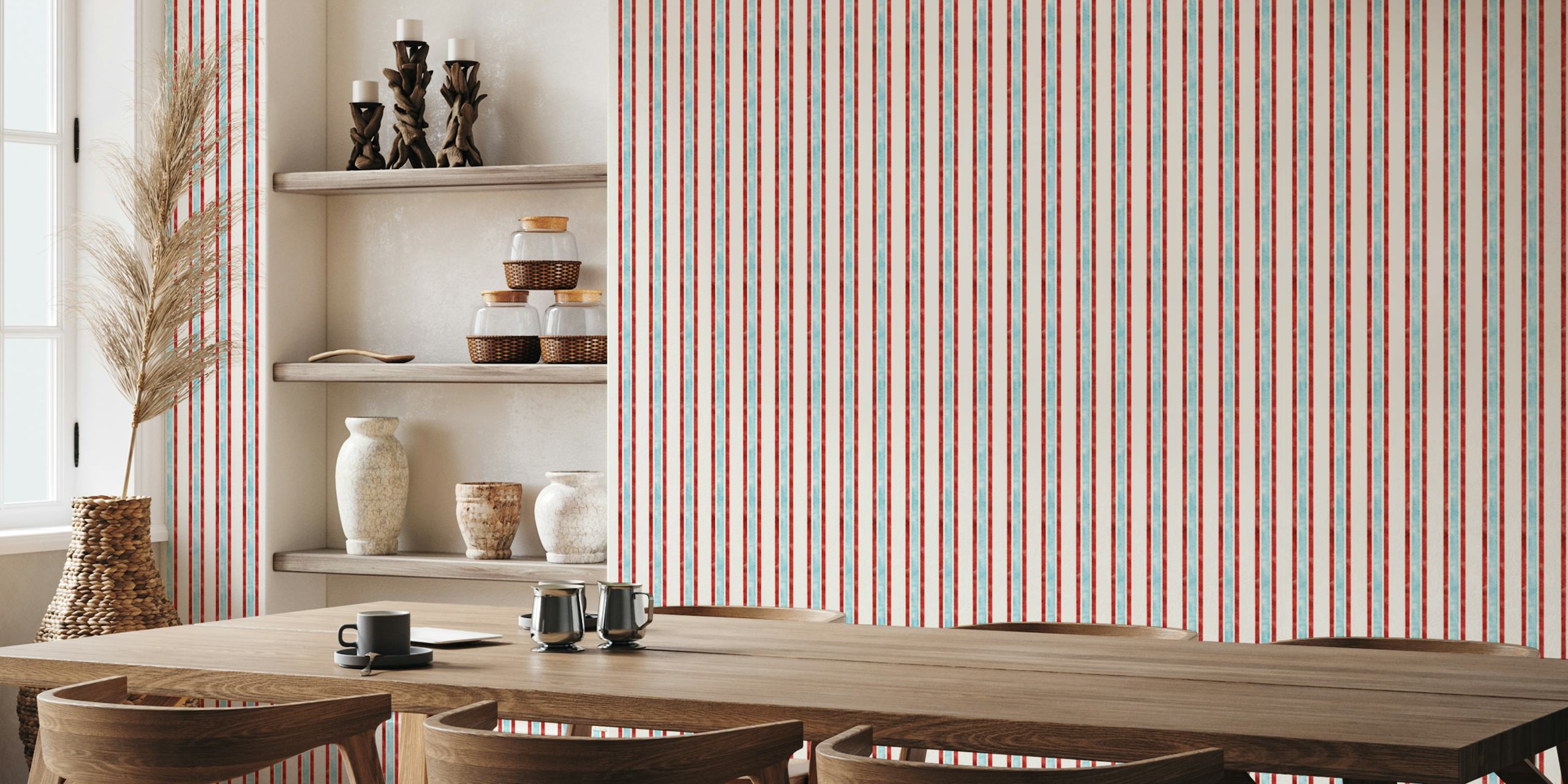 Komochi Japanese stripes wallpaper displayed in a room
