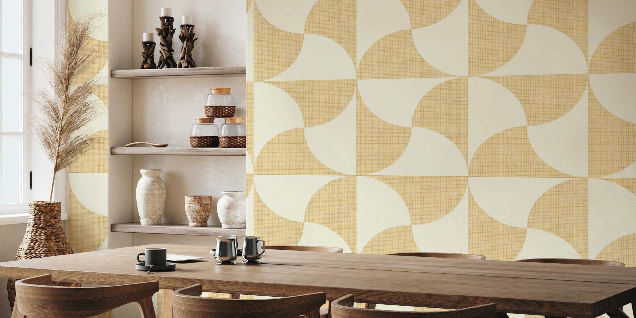 Papel de parede Mid-century tiles em um quarto