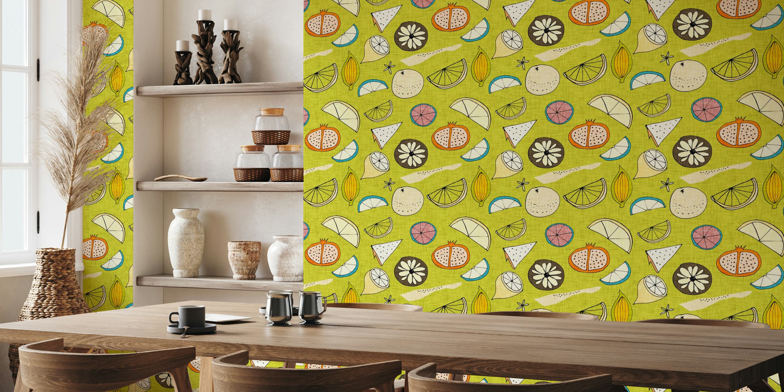 Pop Fruit Avocado tapetti huoneessa