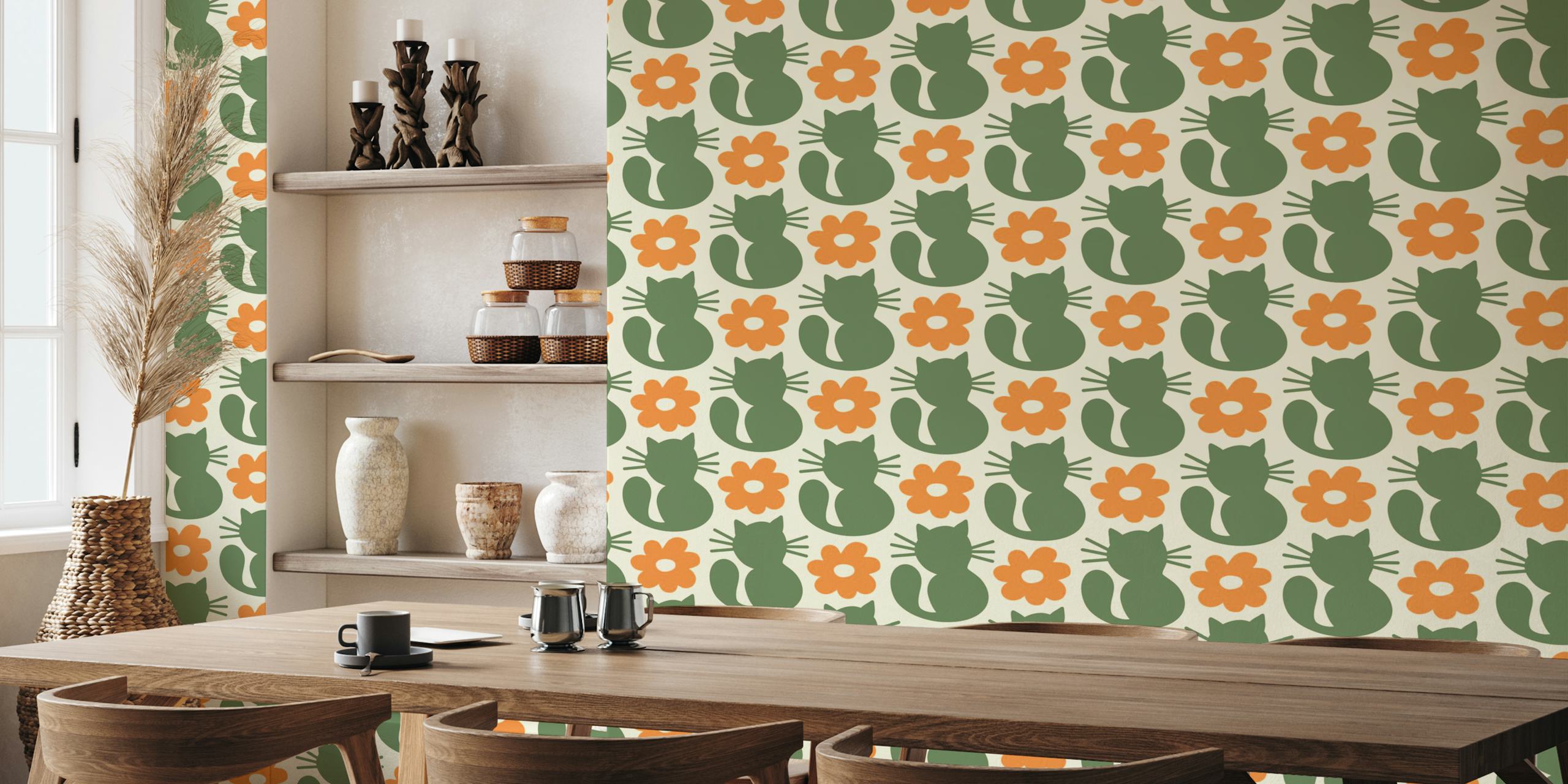 Design tapet Retro cats w pokoju