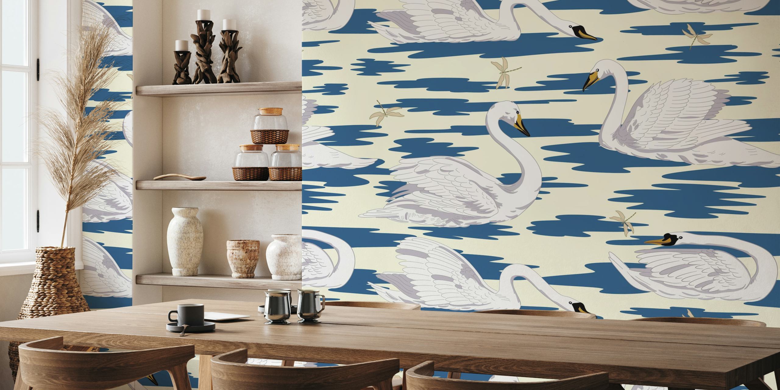 Dizajn tapeta White Swans 8 u sobi