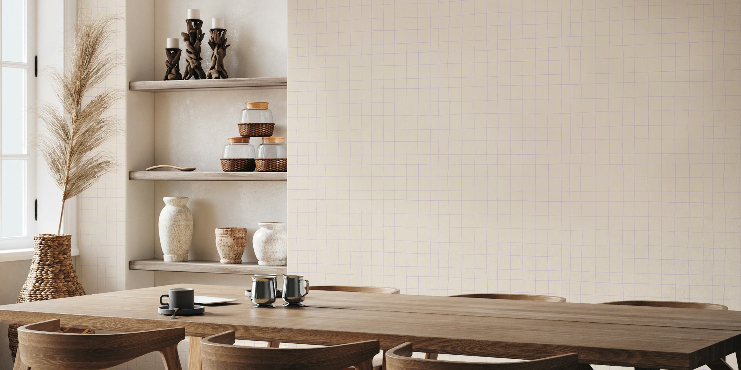 Tapeta Grid Soft Lavender u sobi