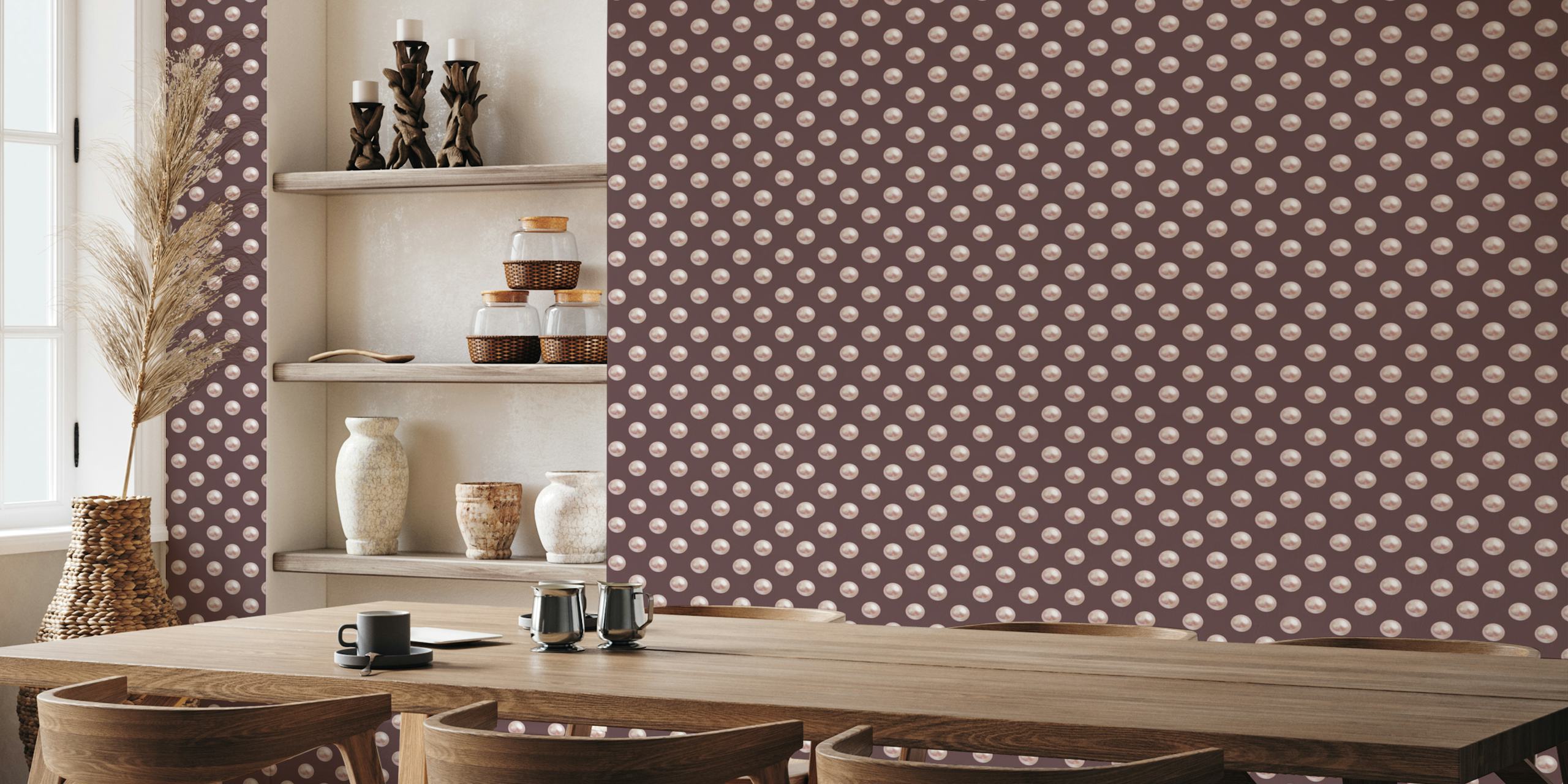 Pearl Polka Dots wallpaper in a room