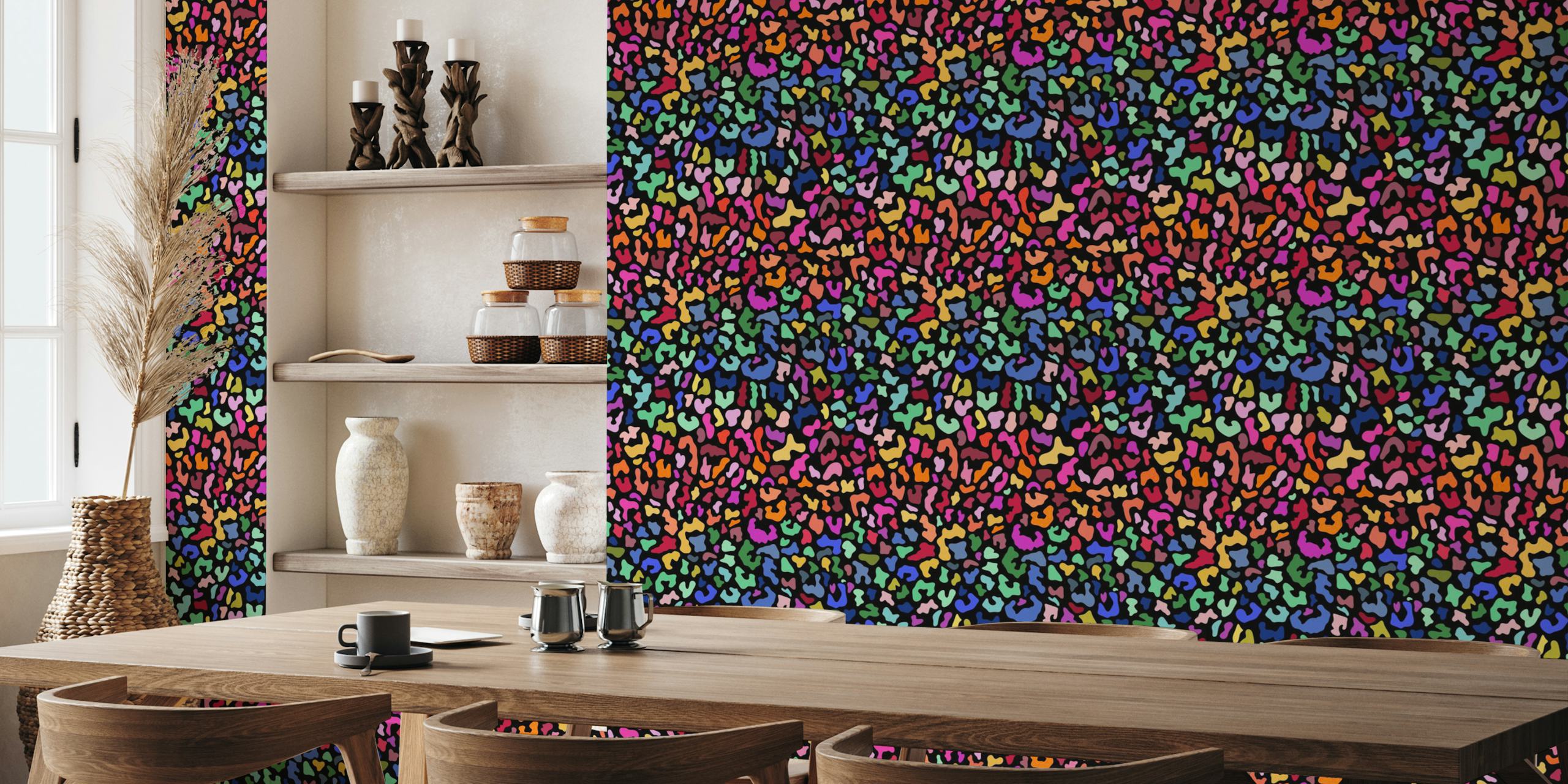 Rainbow Animal Print tapet i et rom