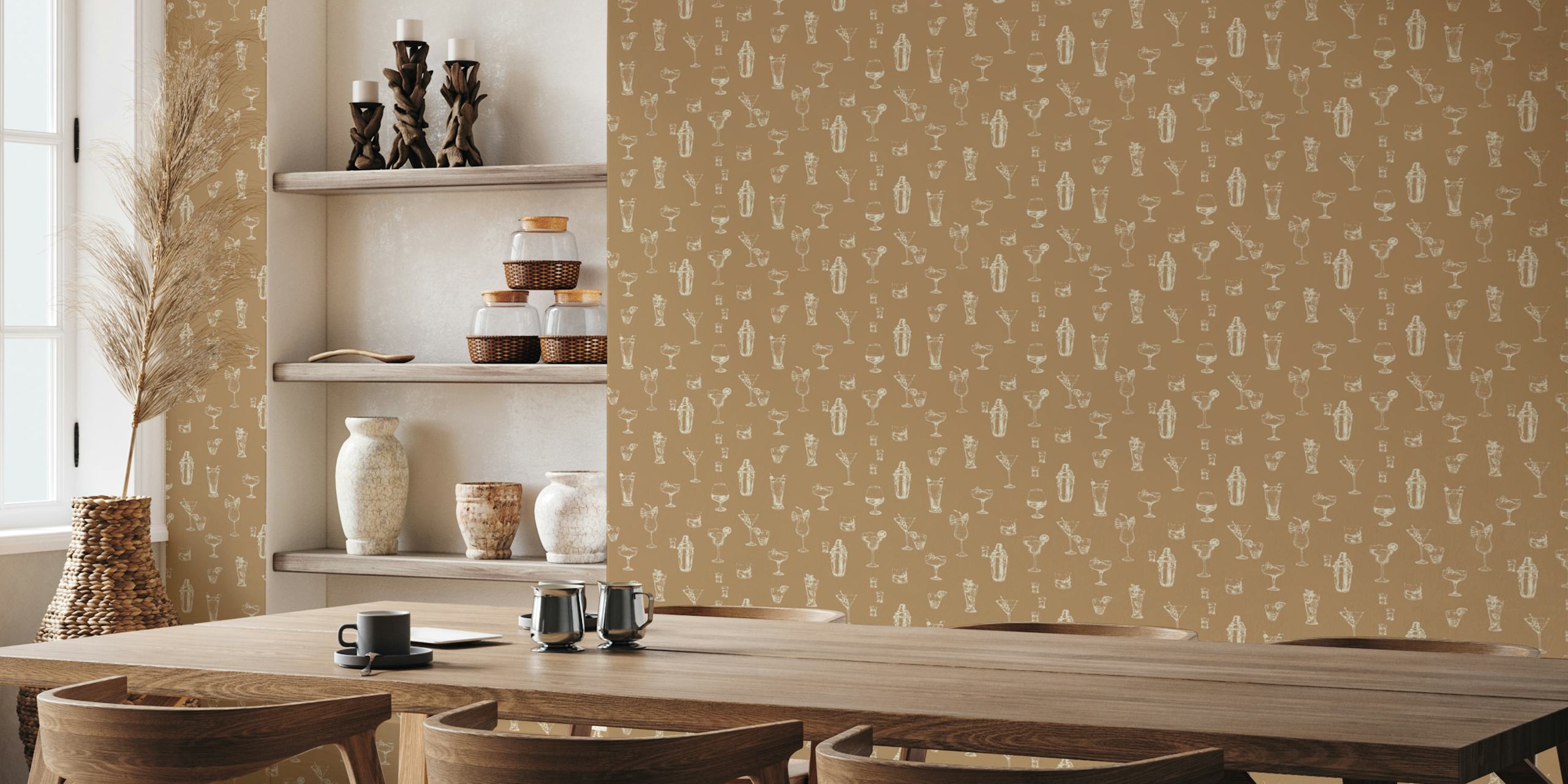 Sketchy Cocktails wallpaper design in a room