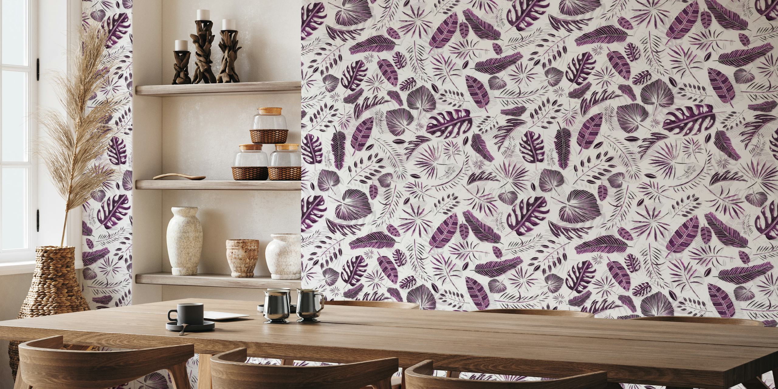 Exotic Palm Leaves Purple wallpaper