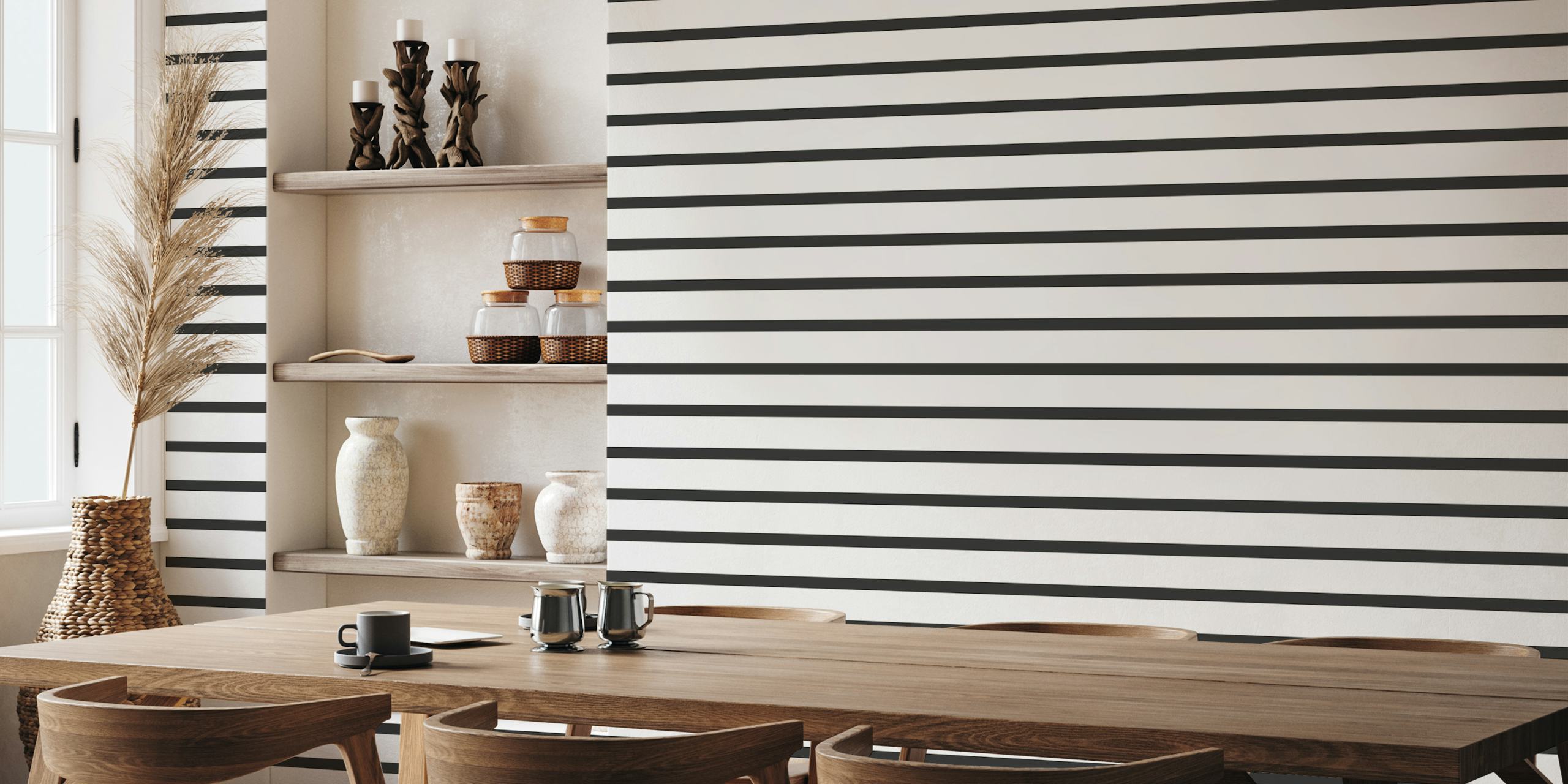Papel pintado striped negro en una habitación