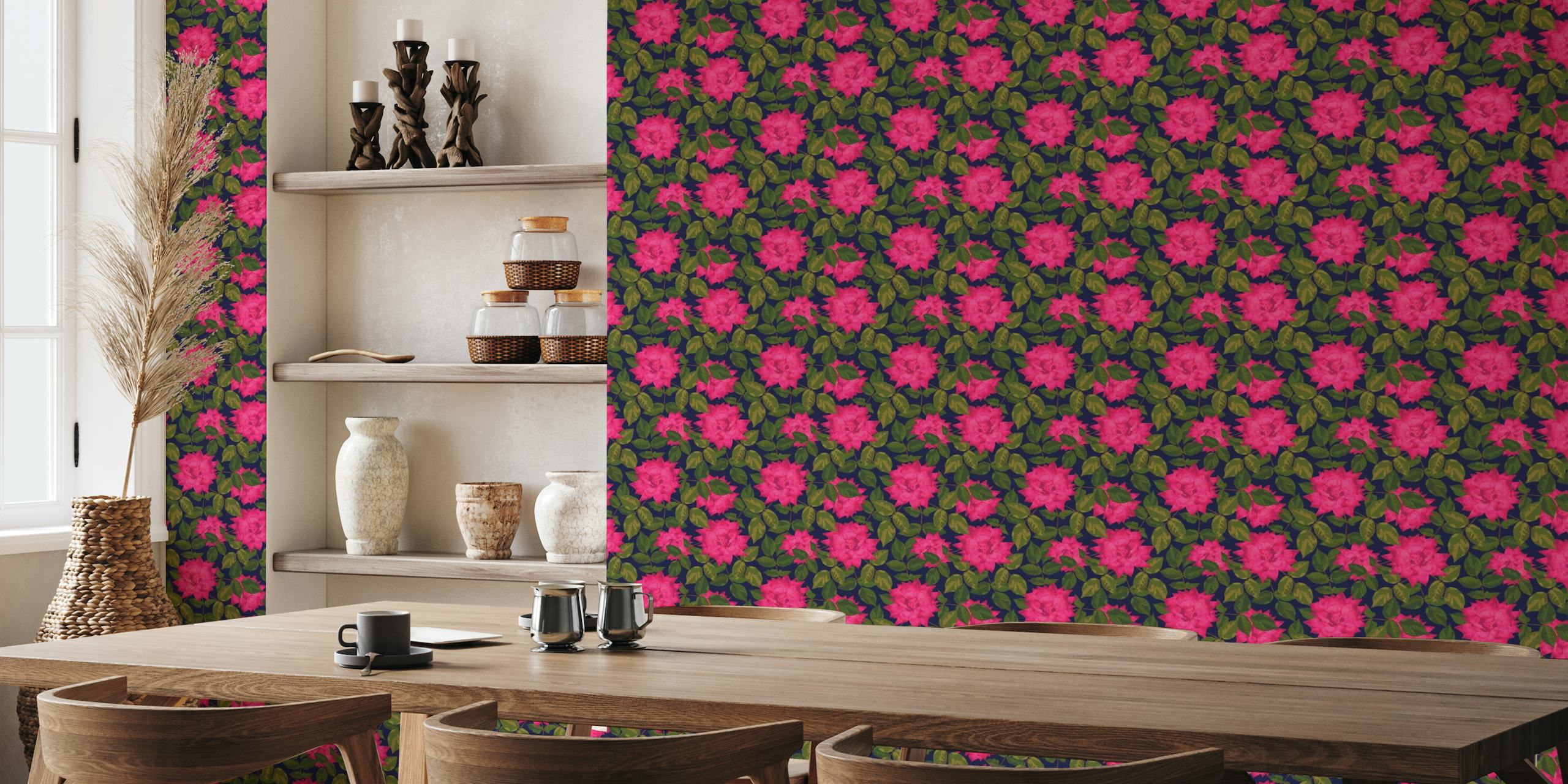 CASTLE ROSE Maximalist Rose Floral Pink Small papel pintado