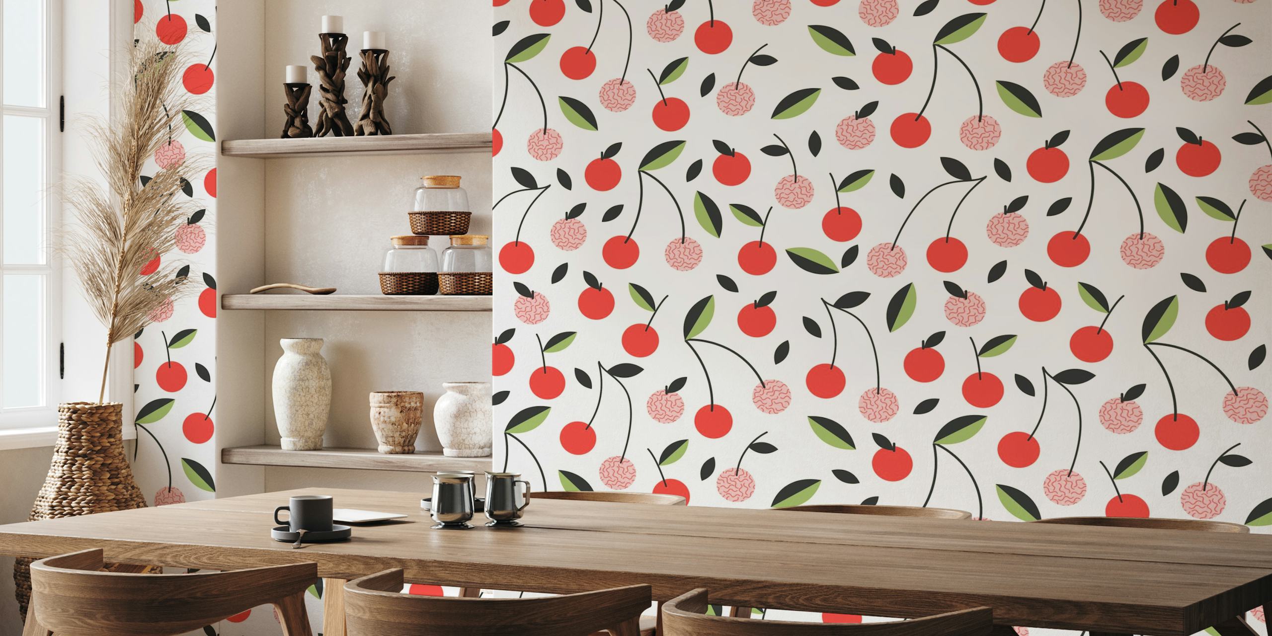 Cherries Red Pattern wallpaper
