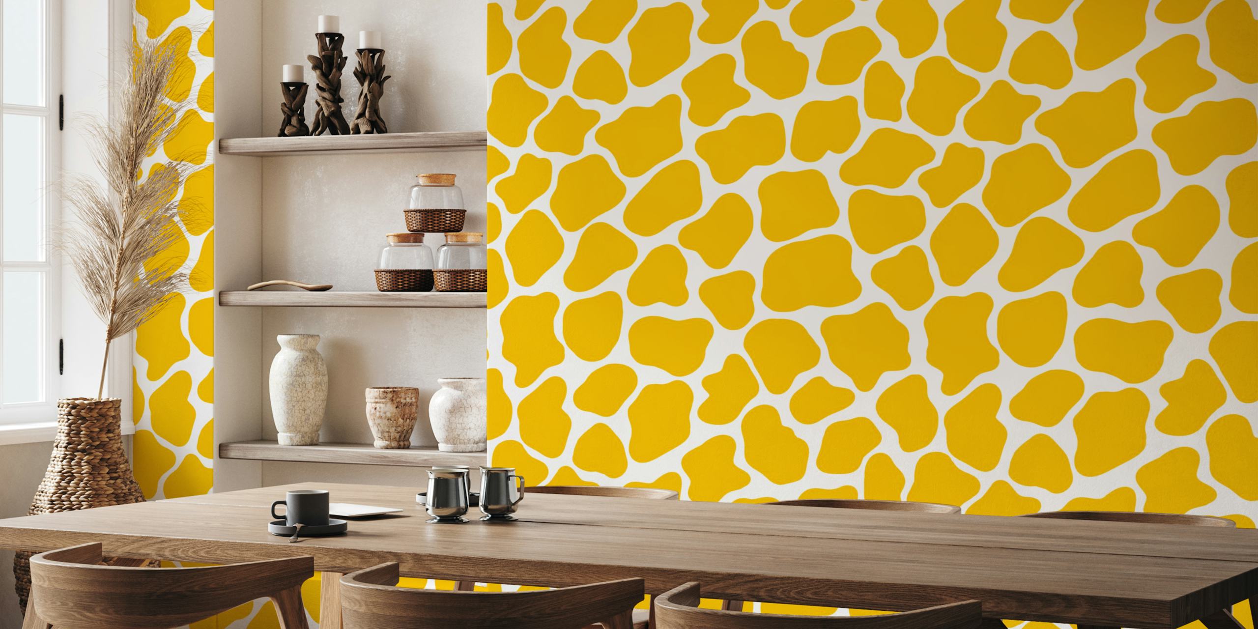Golden Giraffe Pattern Tapete in einem Zimmer