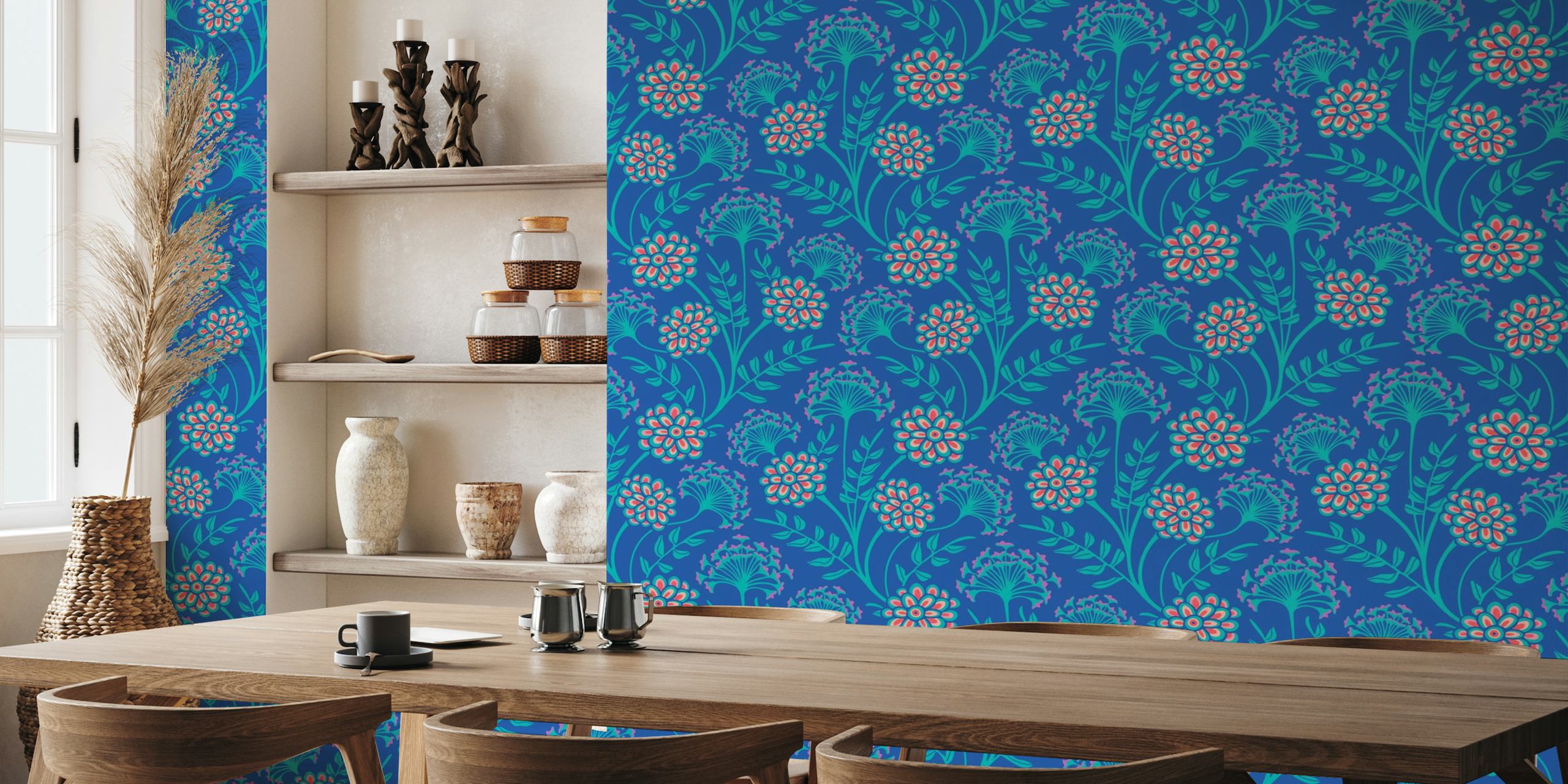 DANUBE Cottage Floral - Royal Blue - Large wallpaper