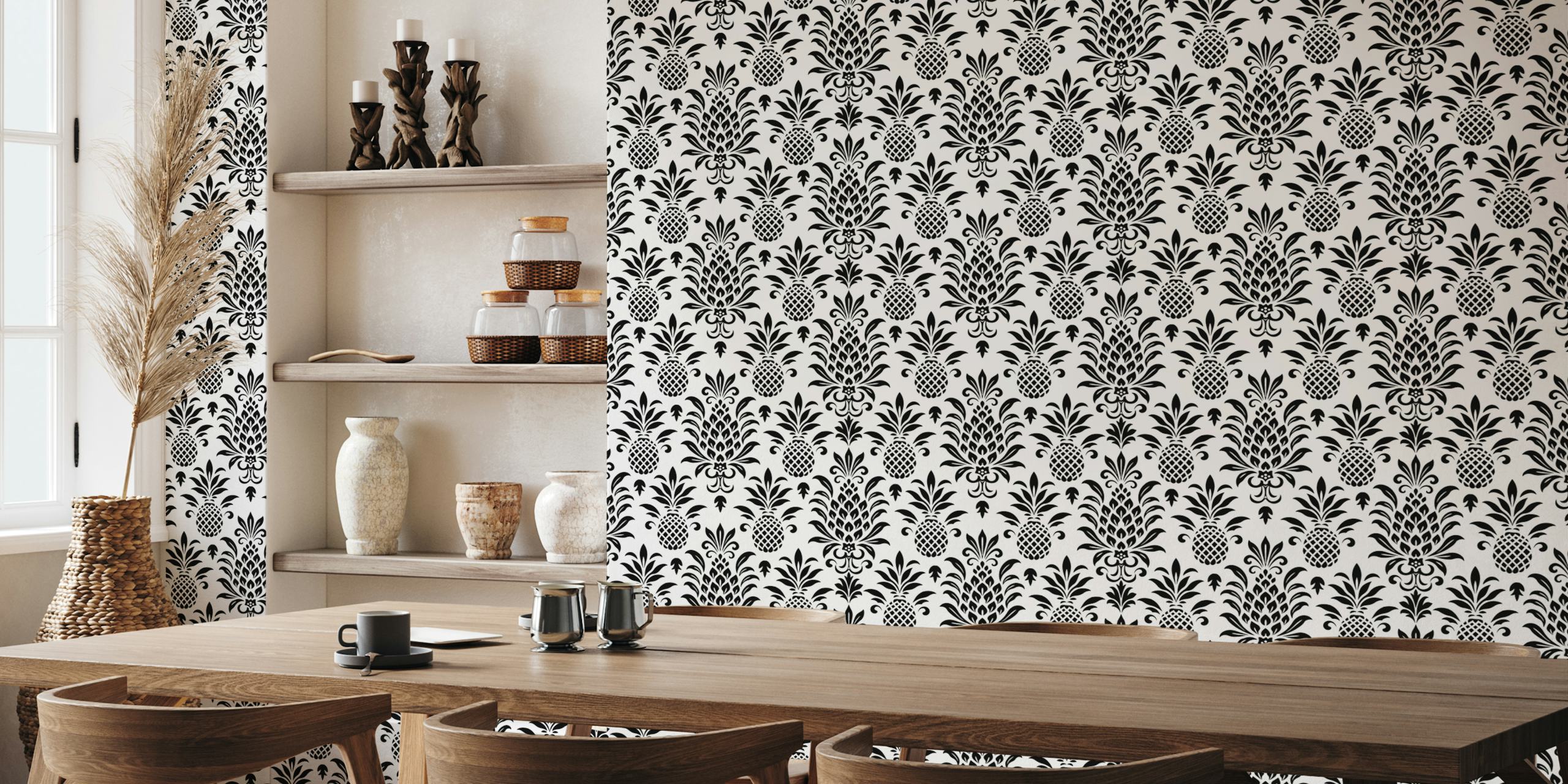 Papel de parede pineapple moderno em um quarto