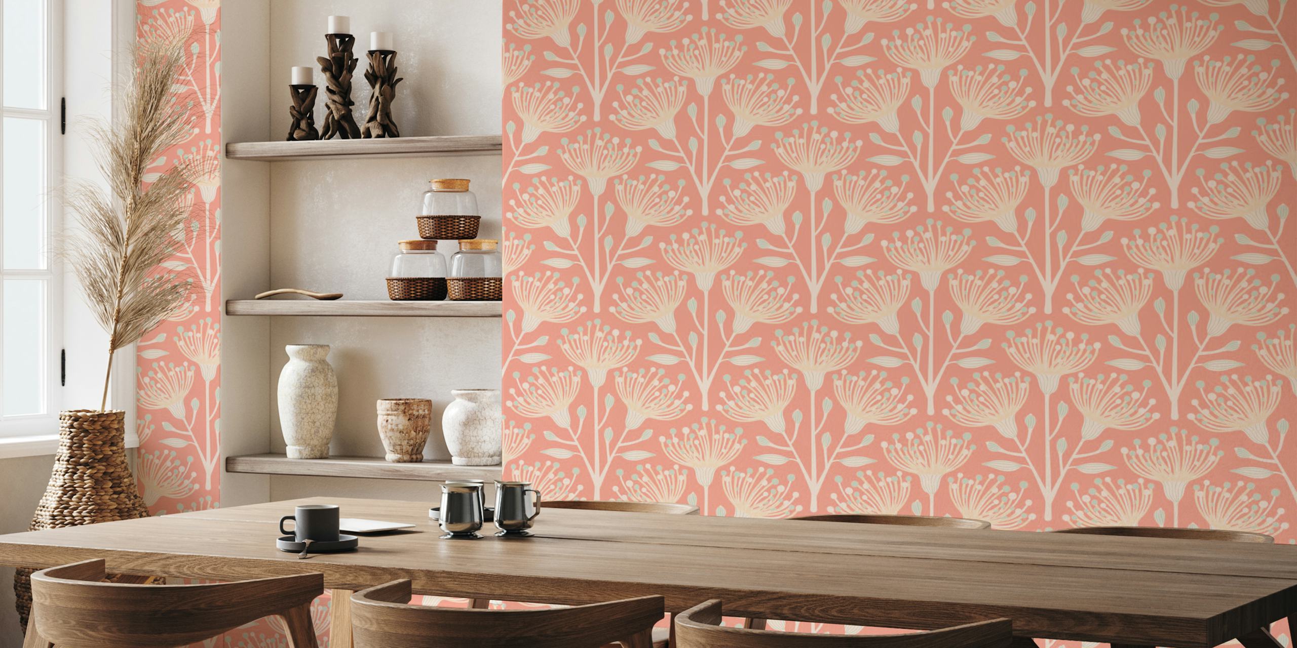 Eucalyptus Floral Botanical wallpaper in a room
