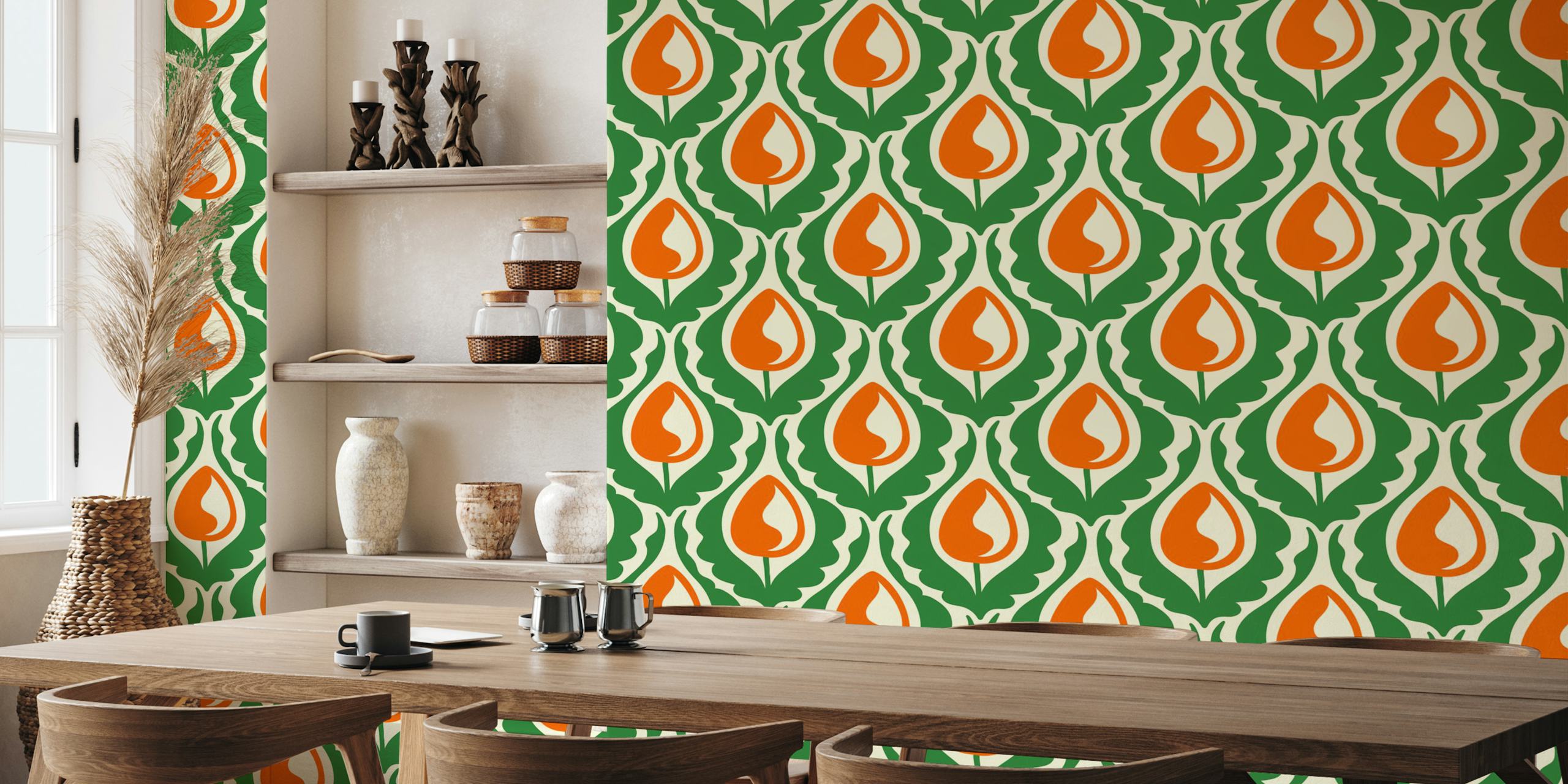 Vintage tulips tapetti huoneessa