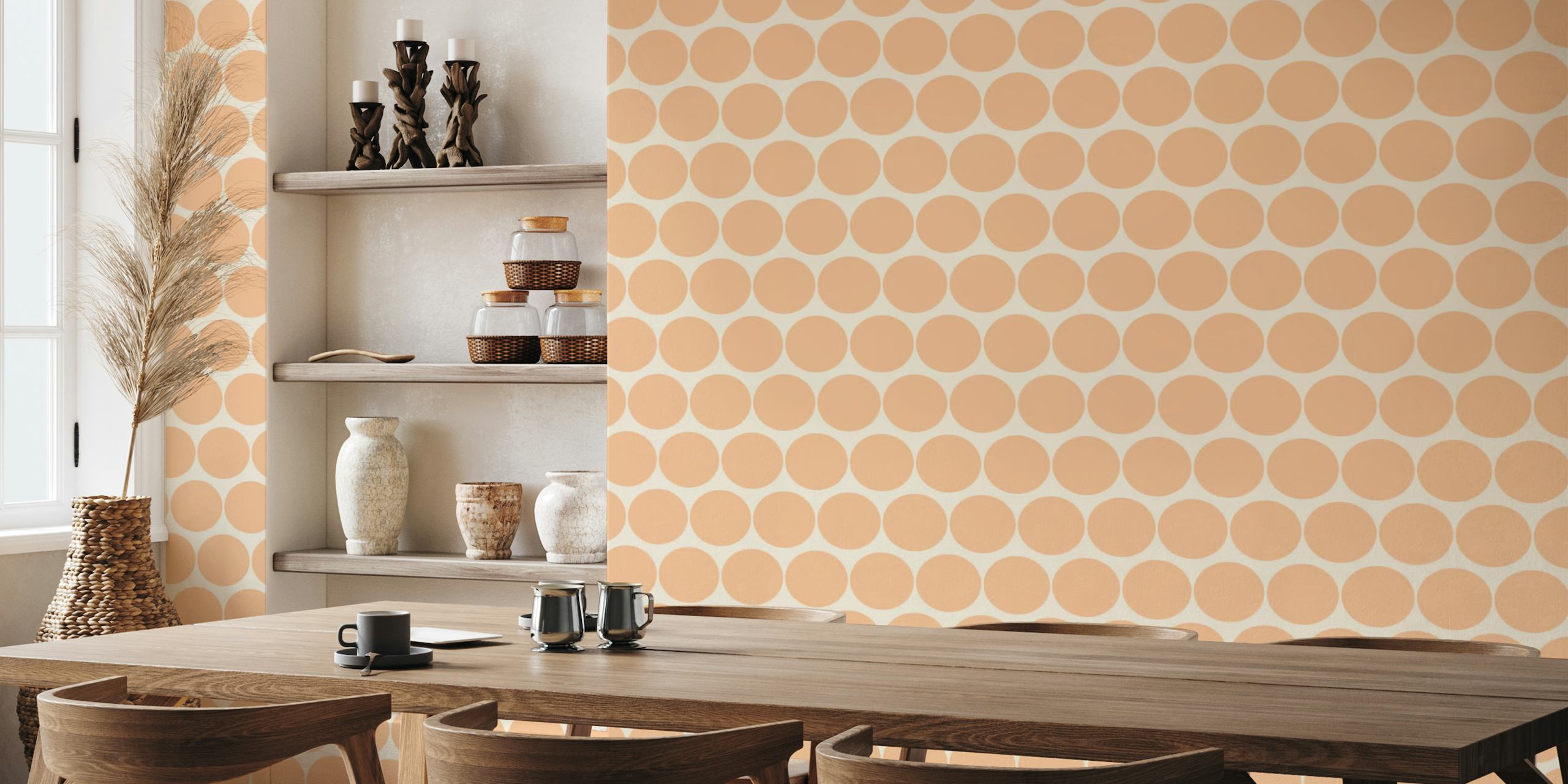 Peach-colored dots mural from Happywall