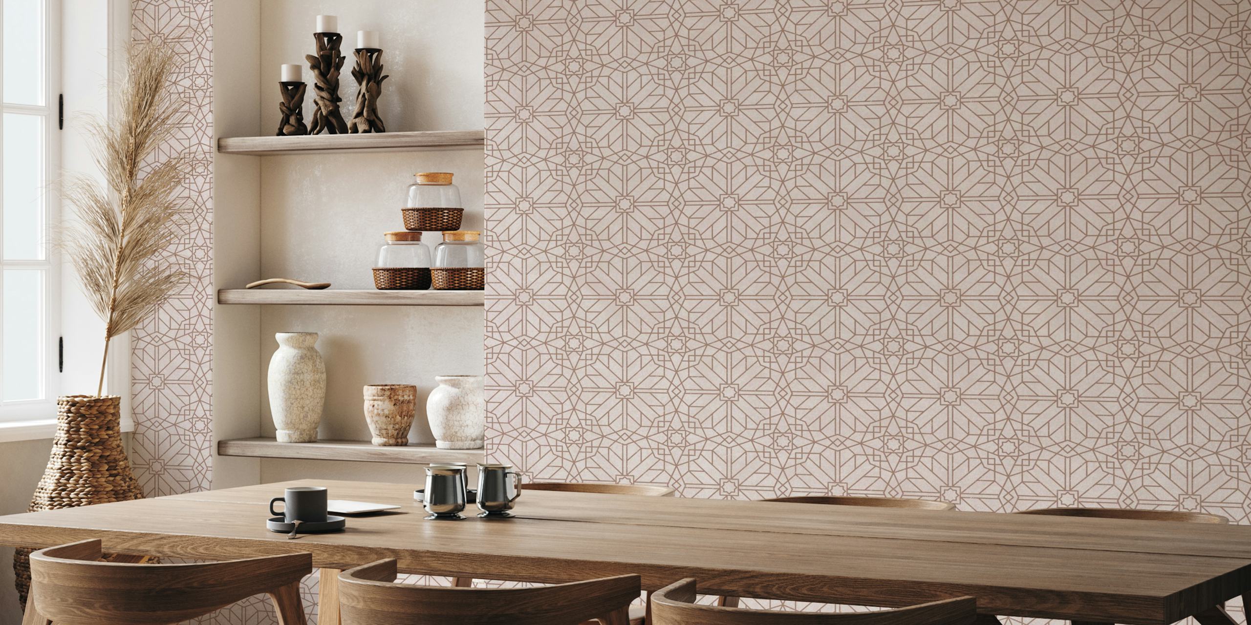 Geometric pattern in clay and blush colors wallpaper