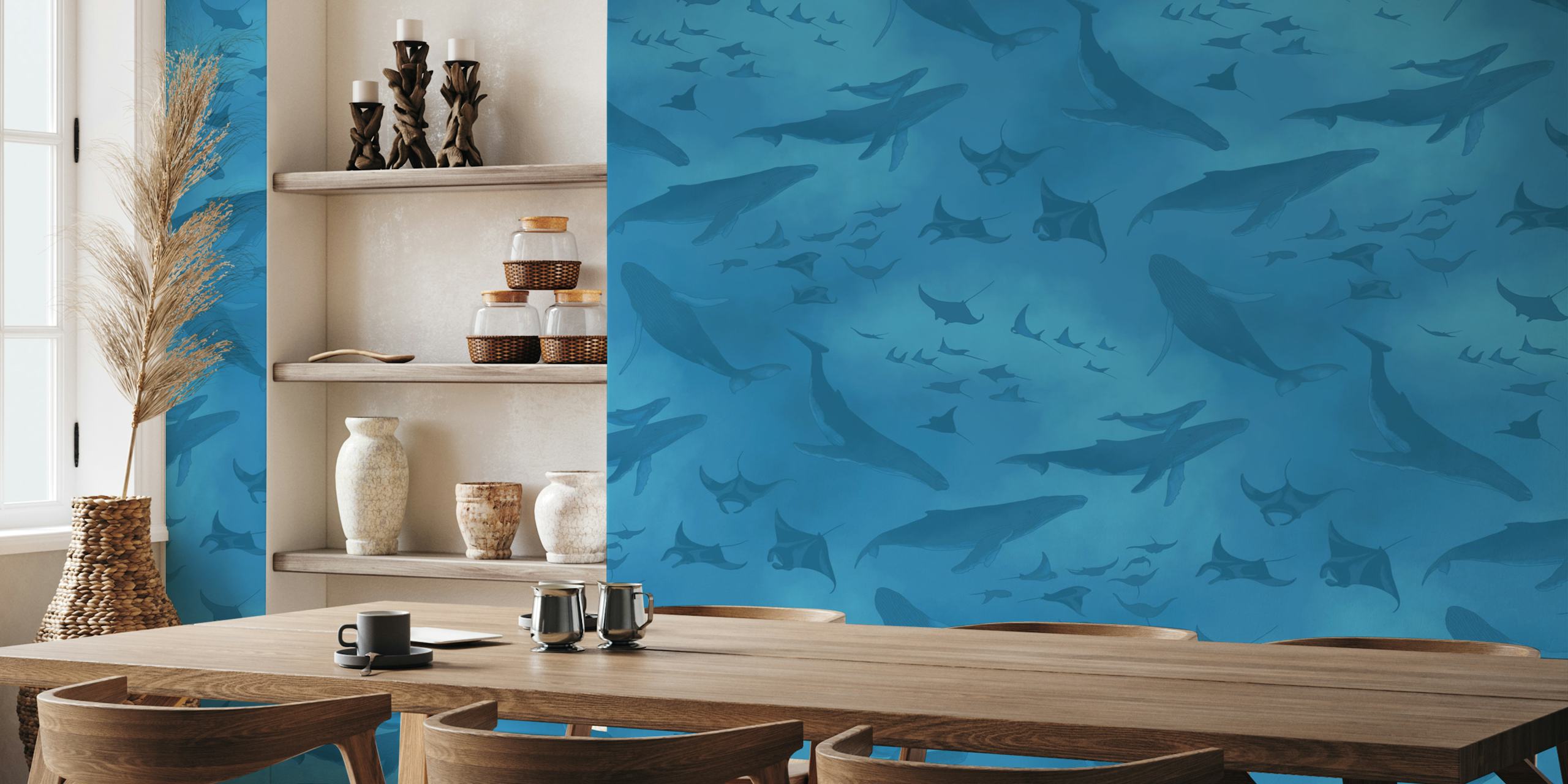 Wzór tapety Ocean cerulean w pokoju