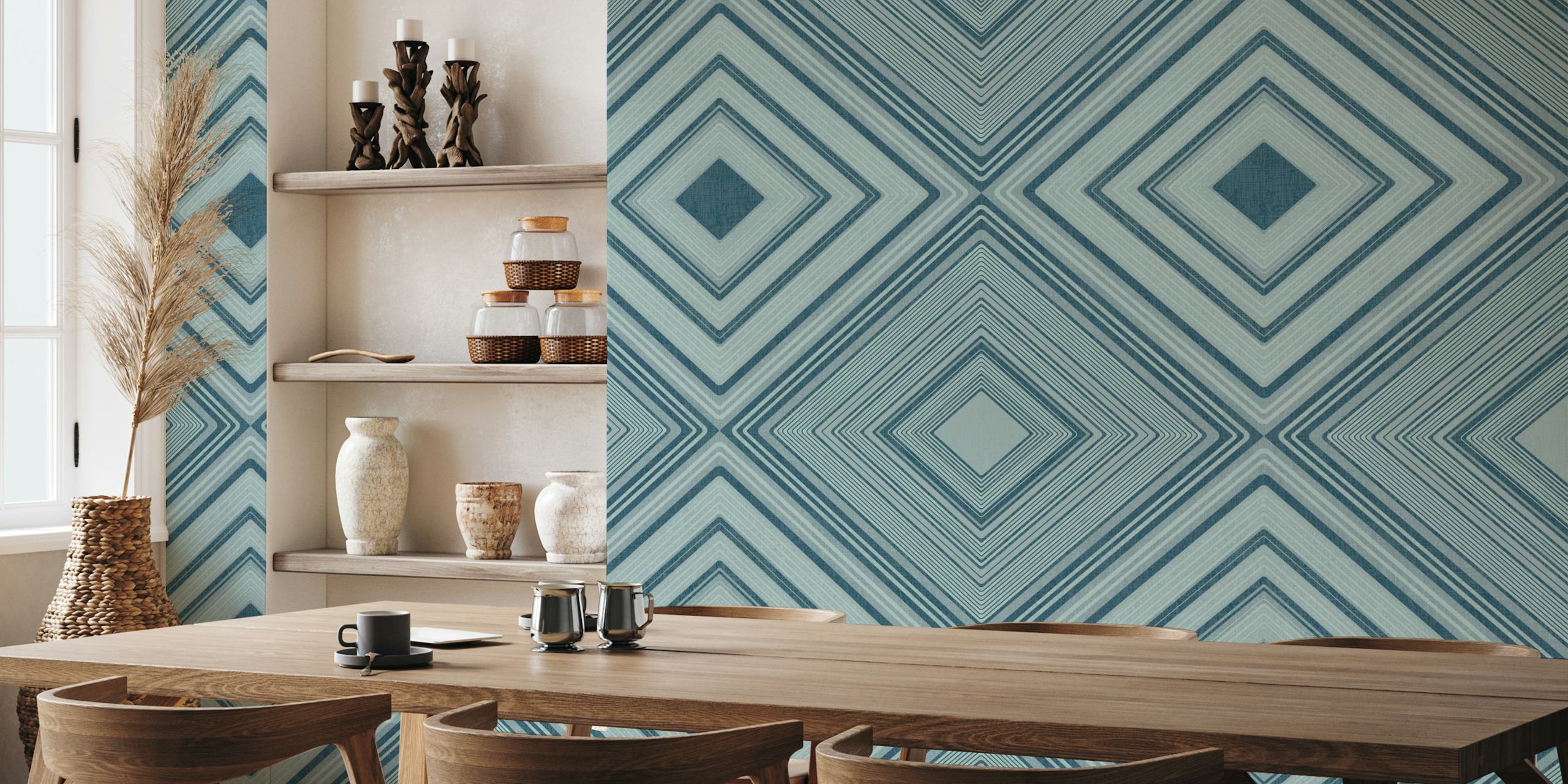 Γεωμετρικό μωσαϊκό με διαμάντια teal