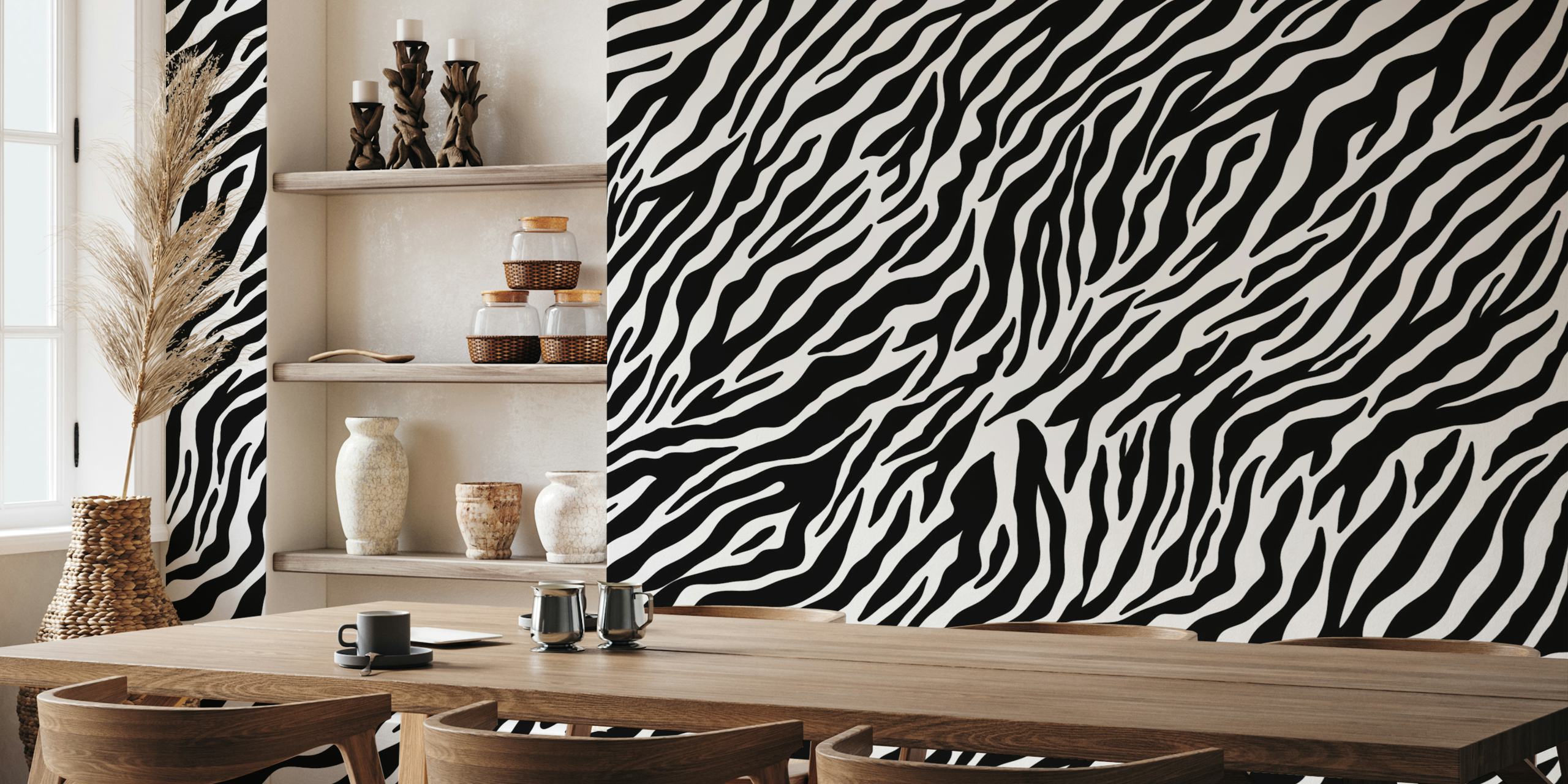 Sort og hvid zebra stribe mønster vægmaleri