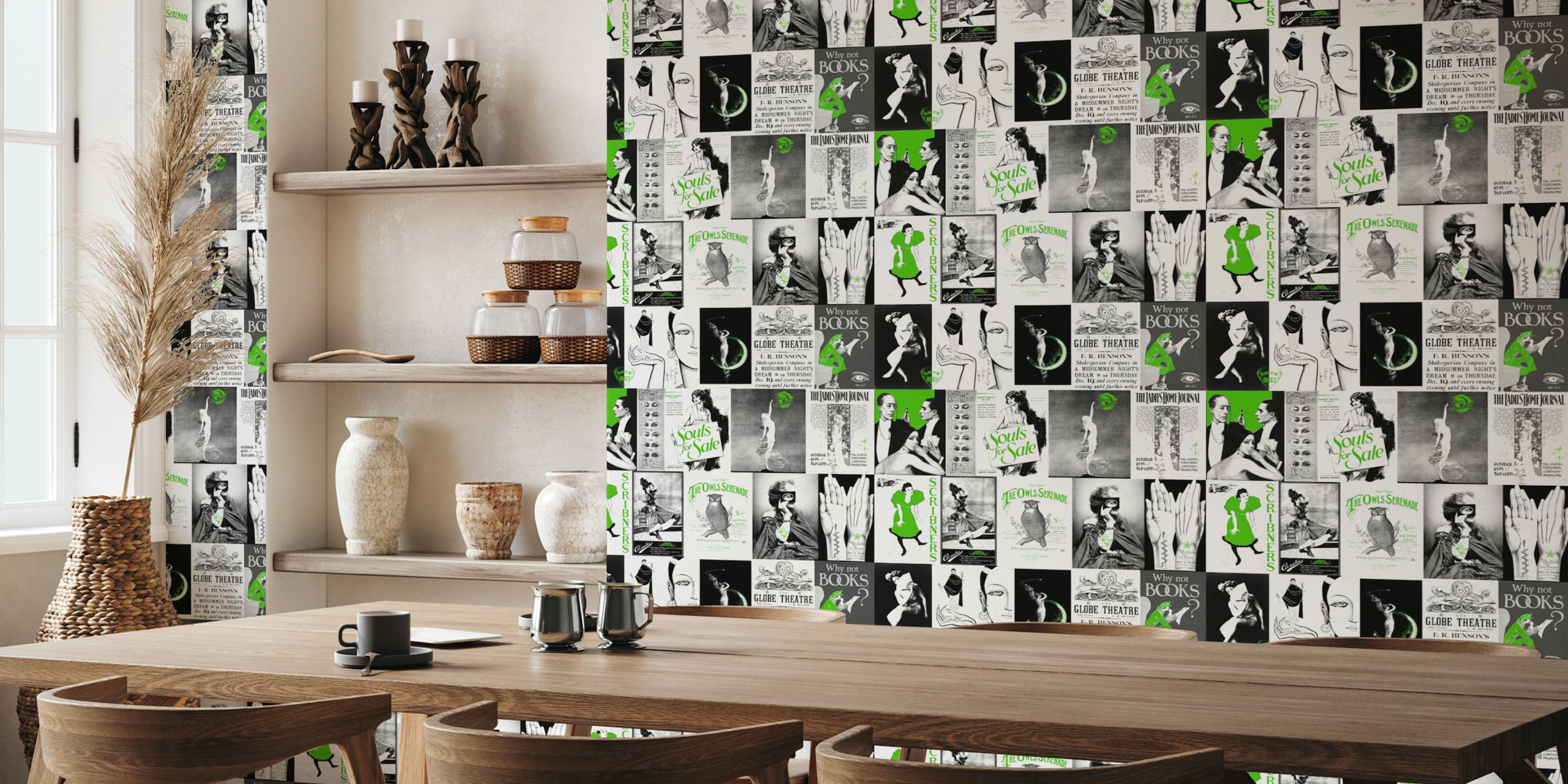 Vintage Art mix pattern tapeta u sobi