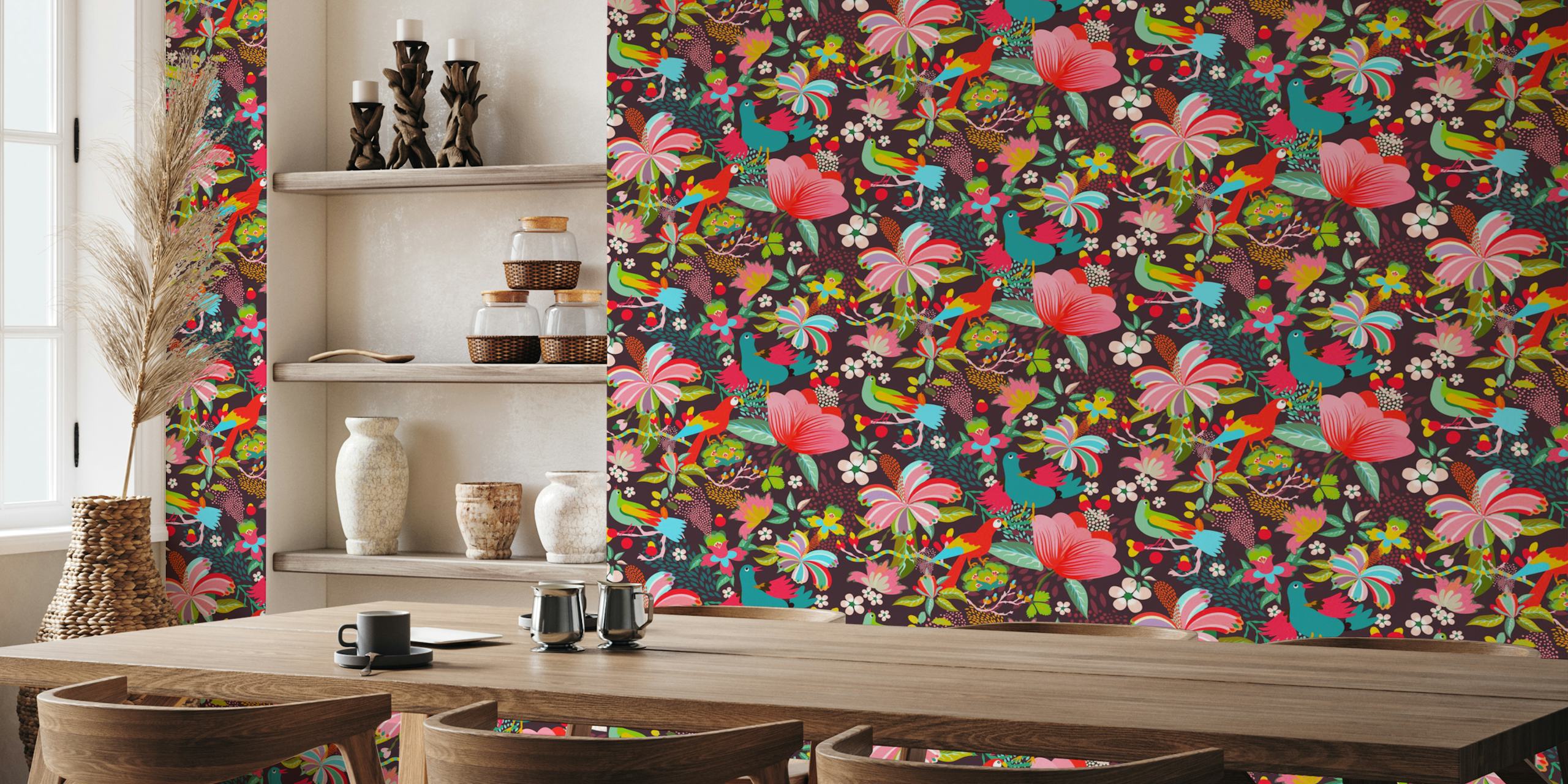 Tropical parrots and flowers Design