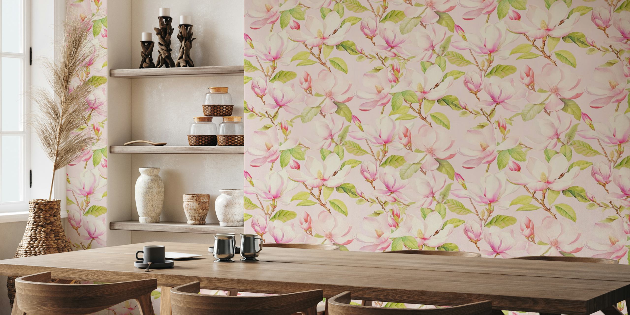 Vintage Spring Flowers Magnolia Garden papel de parede