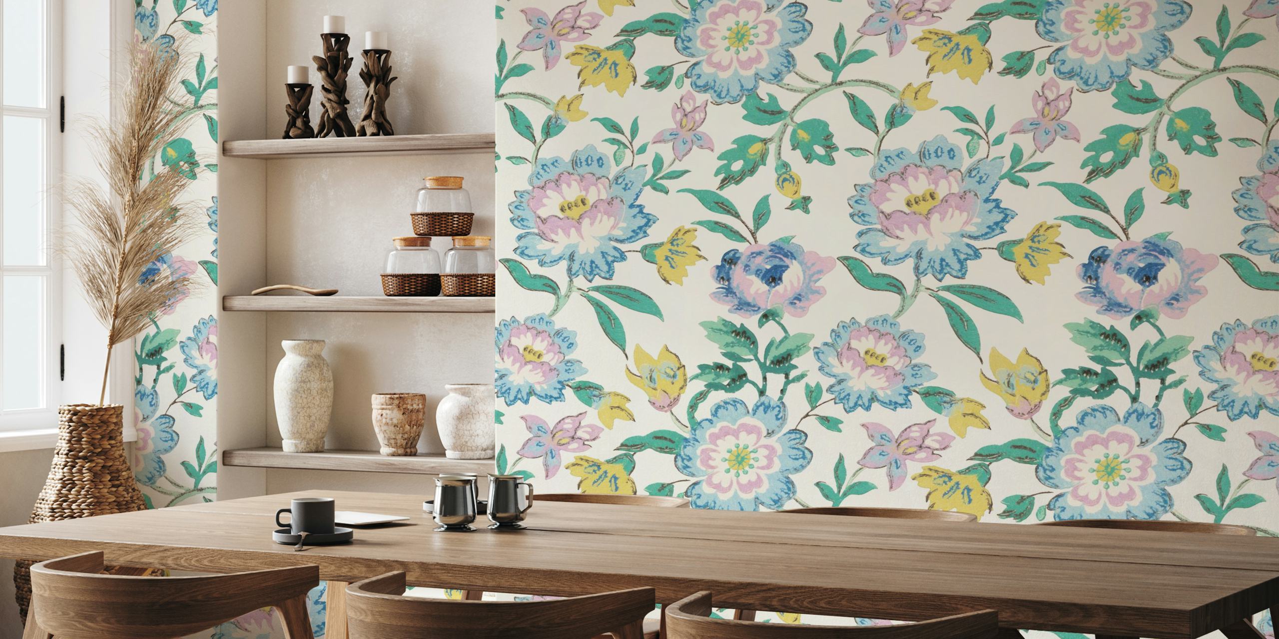 Diseño de papel pintado Vintage Chinoiserie Rococo Garden